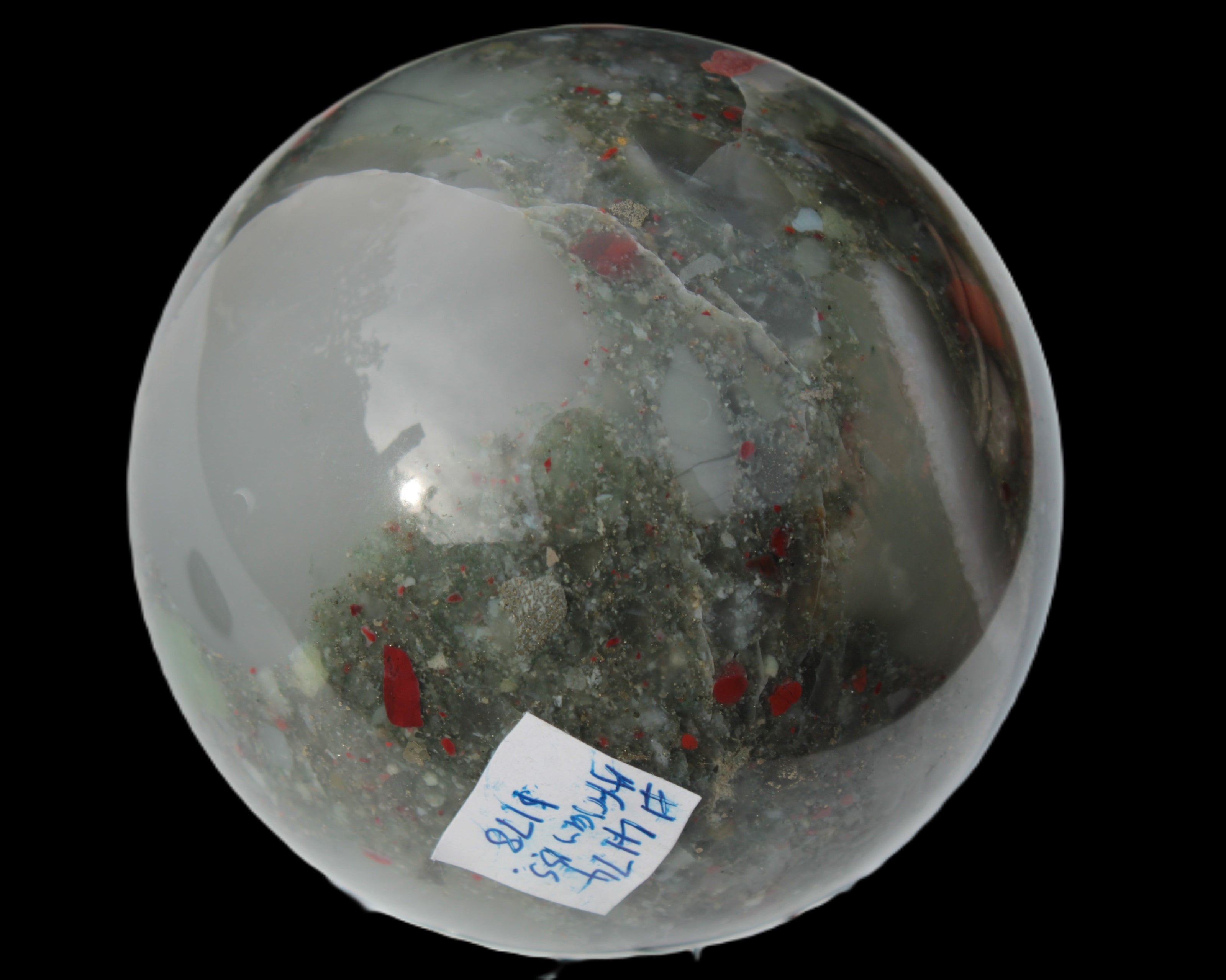 African Bloodstone sphere 84mm 831g Rocks and Things