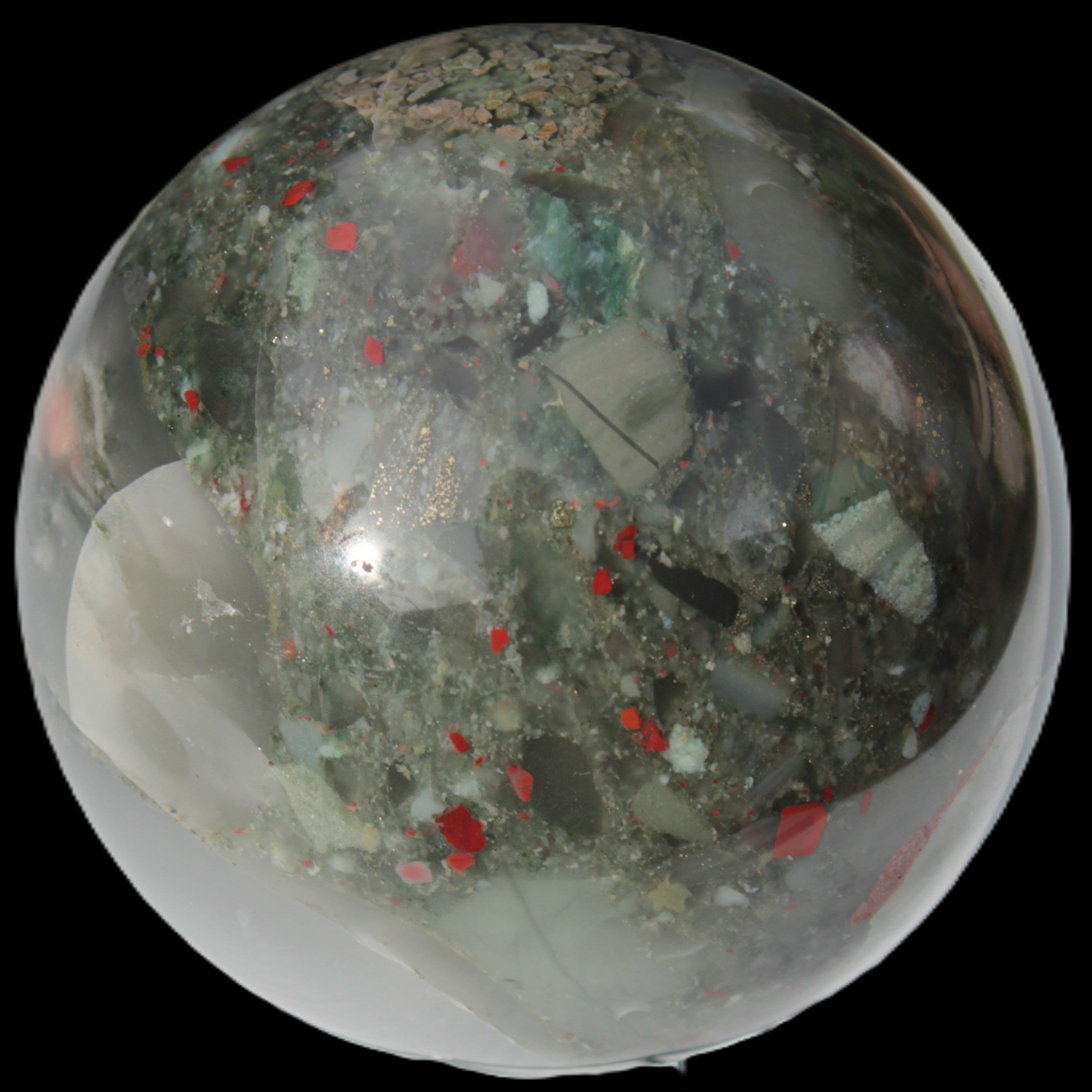 African Bloodstone sphere 84mm 831g - Rocks and Things Store