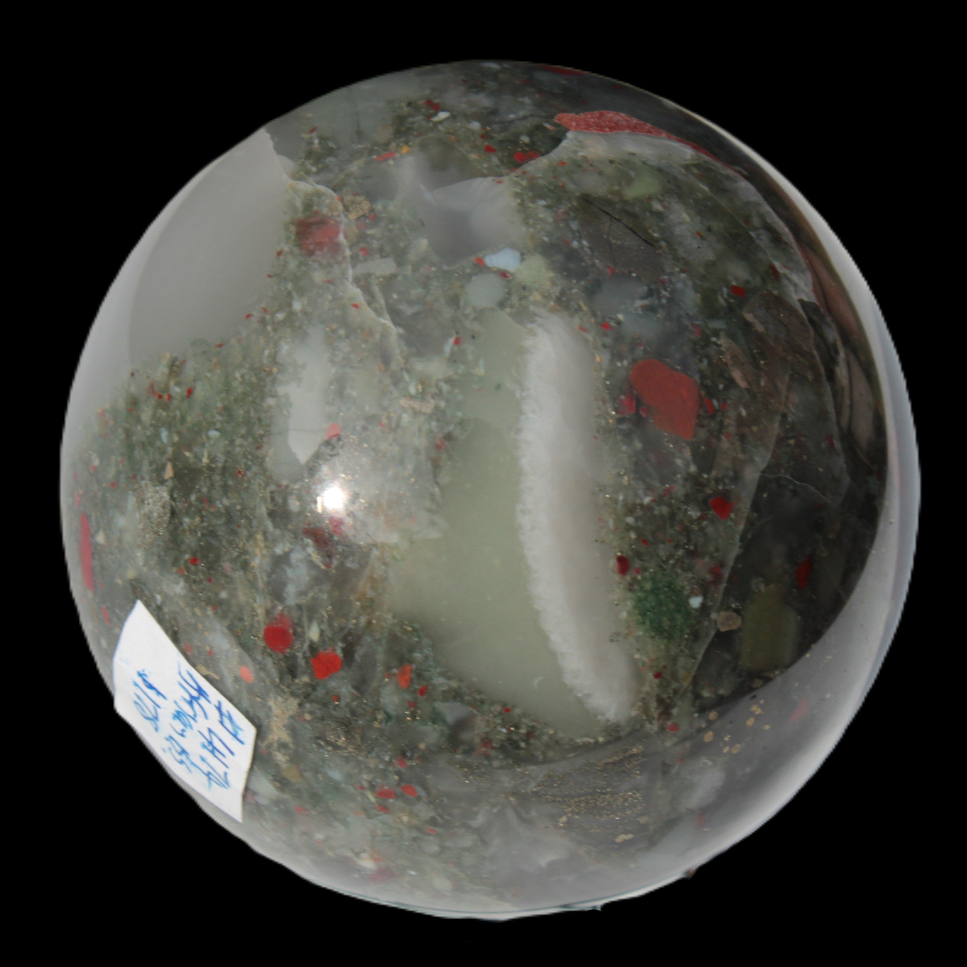 African Bloodstone sphere 84mm 831g - Rocks and Things Store
