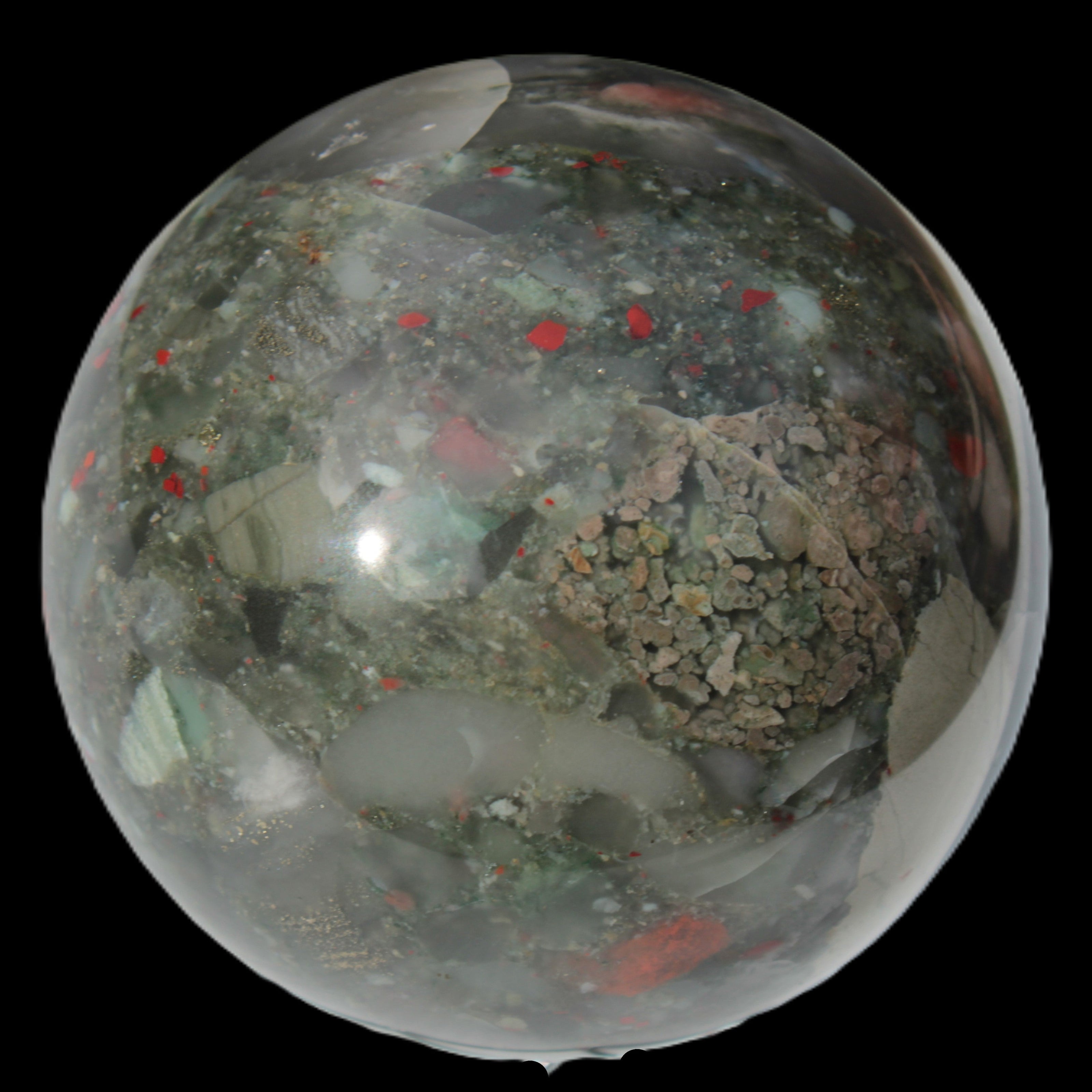 African Bloodstone sphere 84mm 831g - Rocks and Things Store