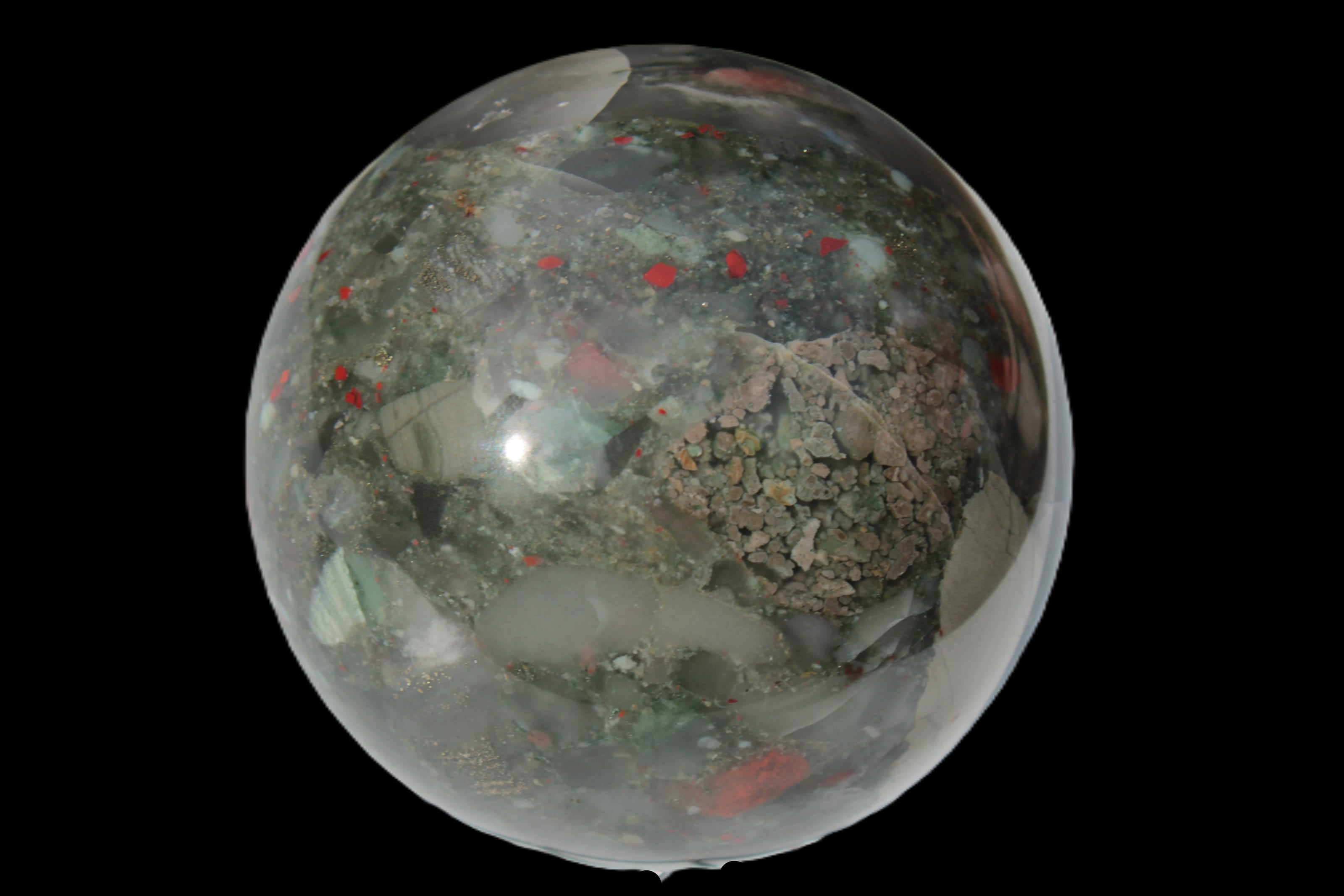 African Bloodstone sphere 84mm 831g Rocks and Things