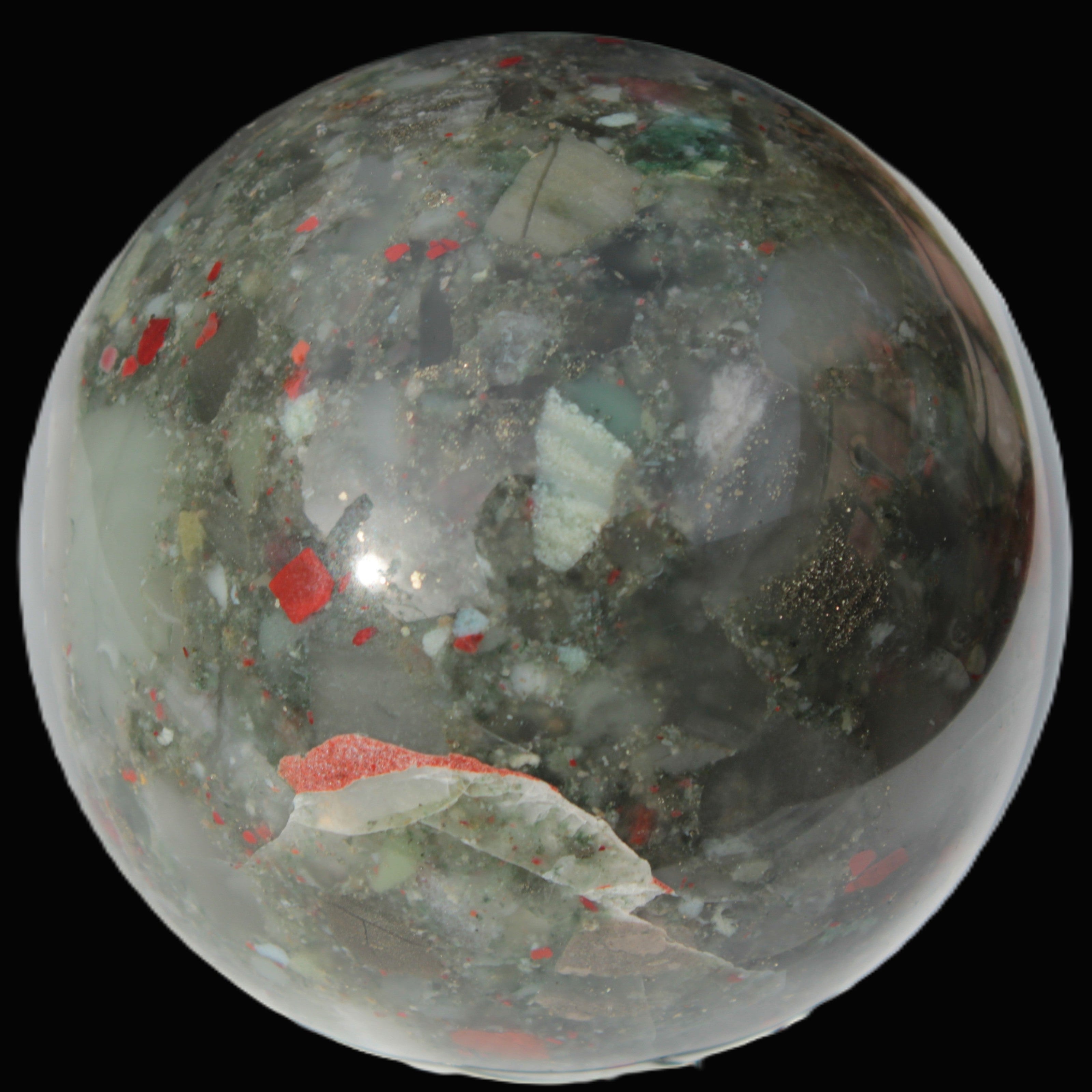 African Bloodstone sphere 84mm 831g - Rocks and Things Store