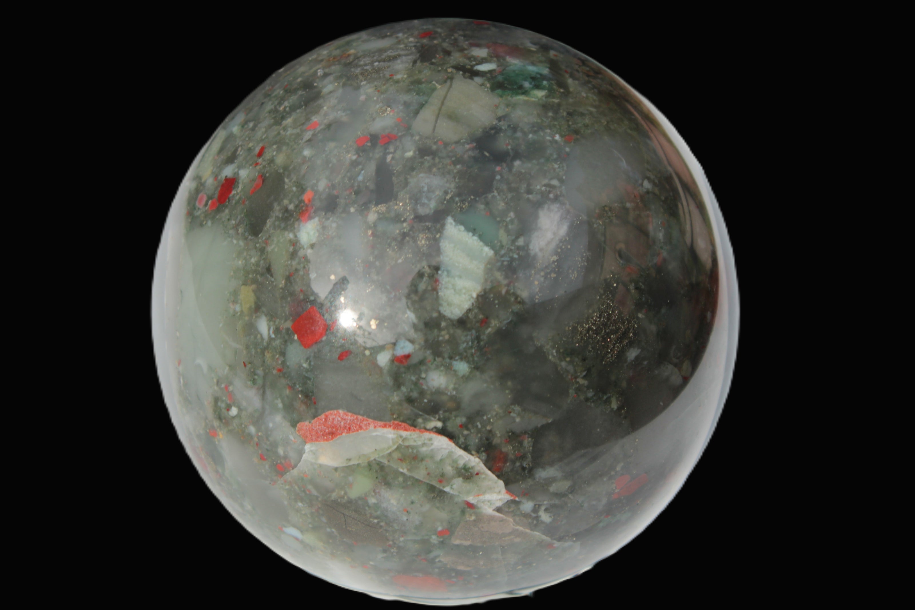 African Bloodstone sphere 84mm 831g Rocks and Things