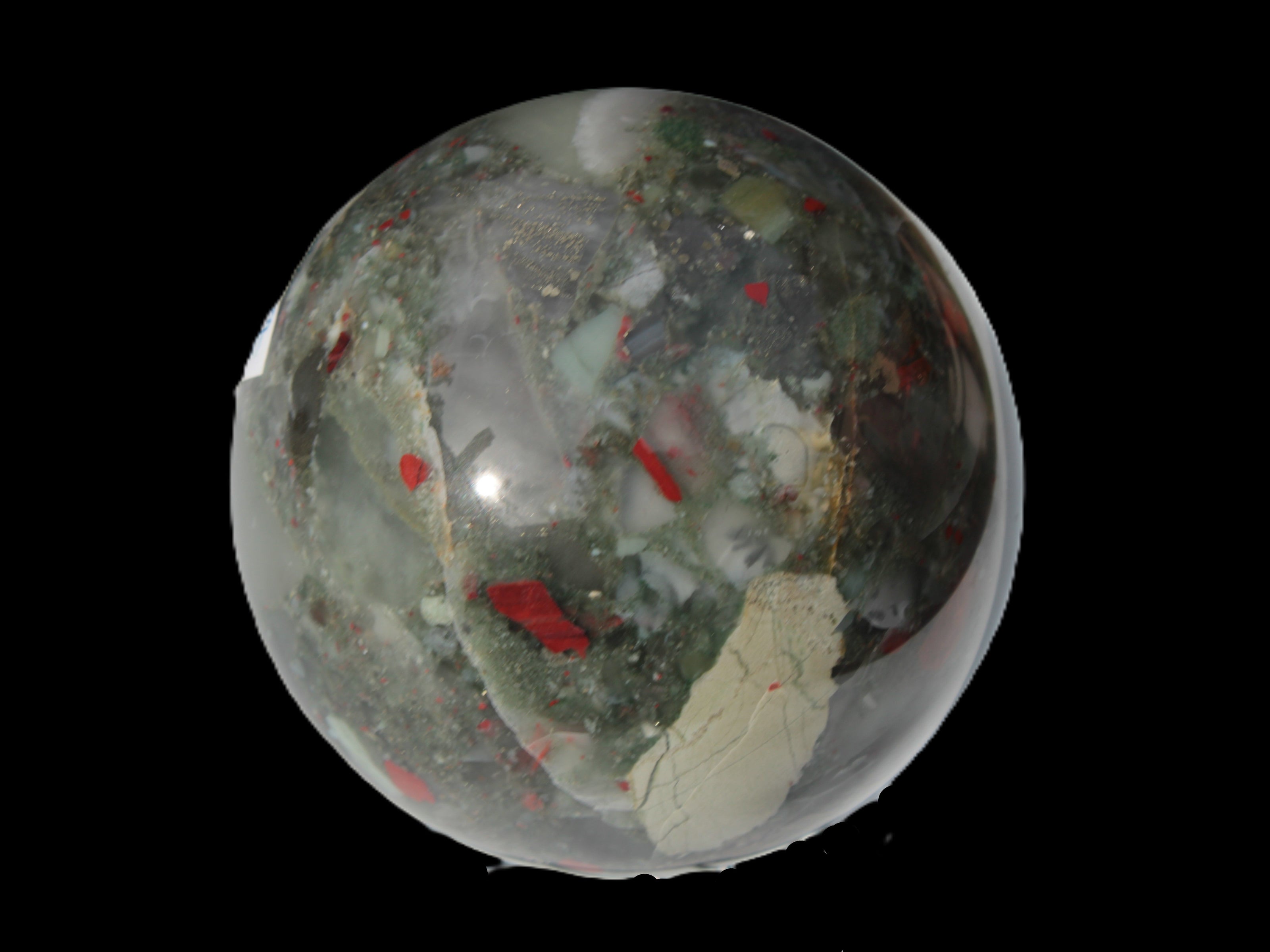 African Bloodstone sphere 84mm 831g Rocks and Things
