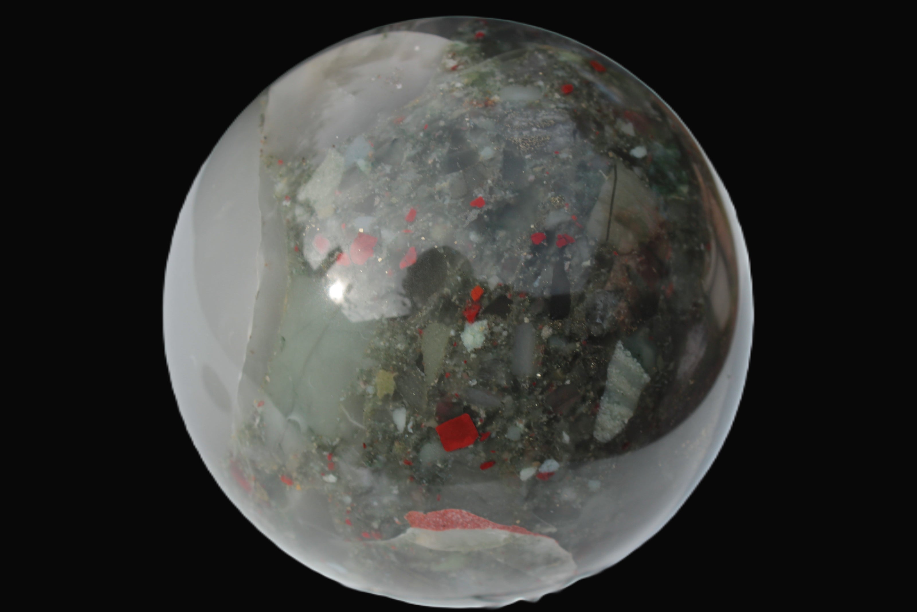 African Bloodstone sphere 84mm 831g Rocks and Things