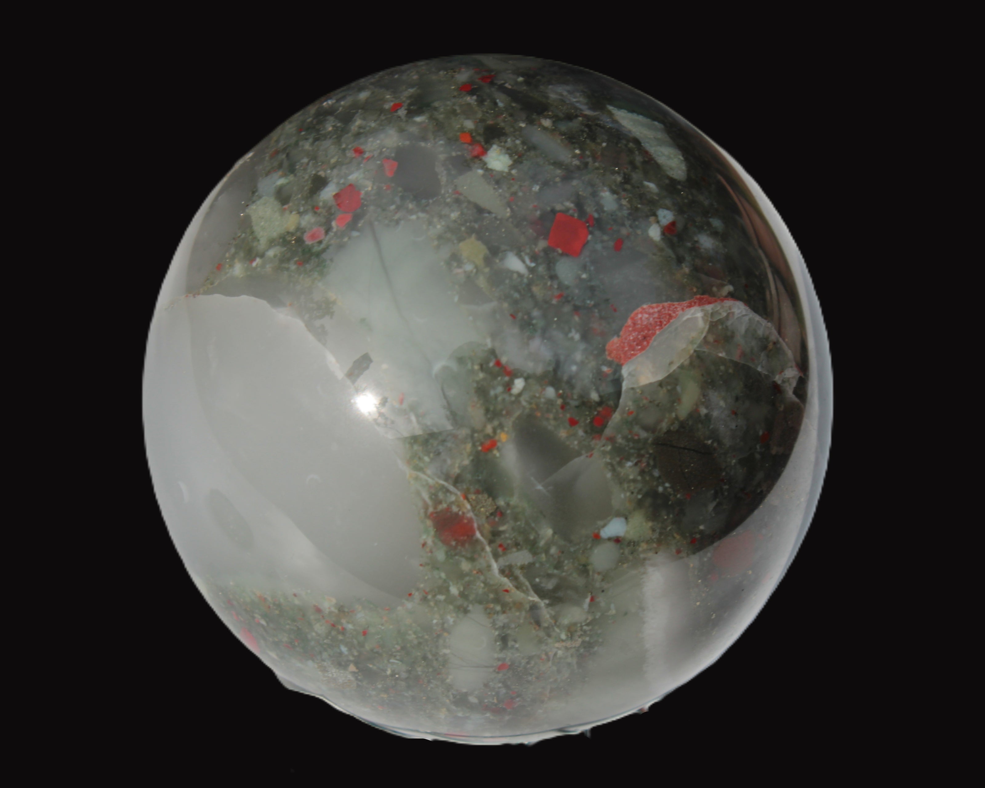 African Bloodstone sphere 84mm 831g Rocks and Things