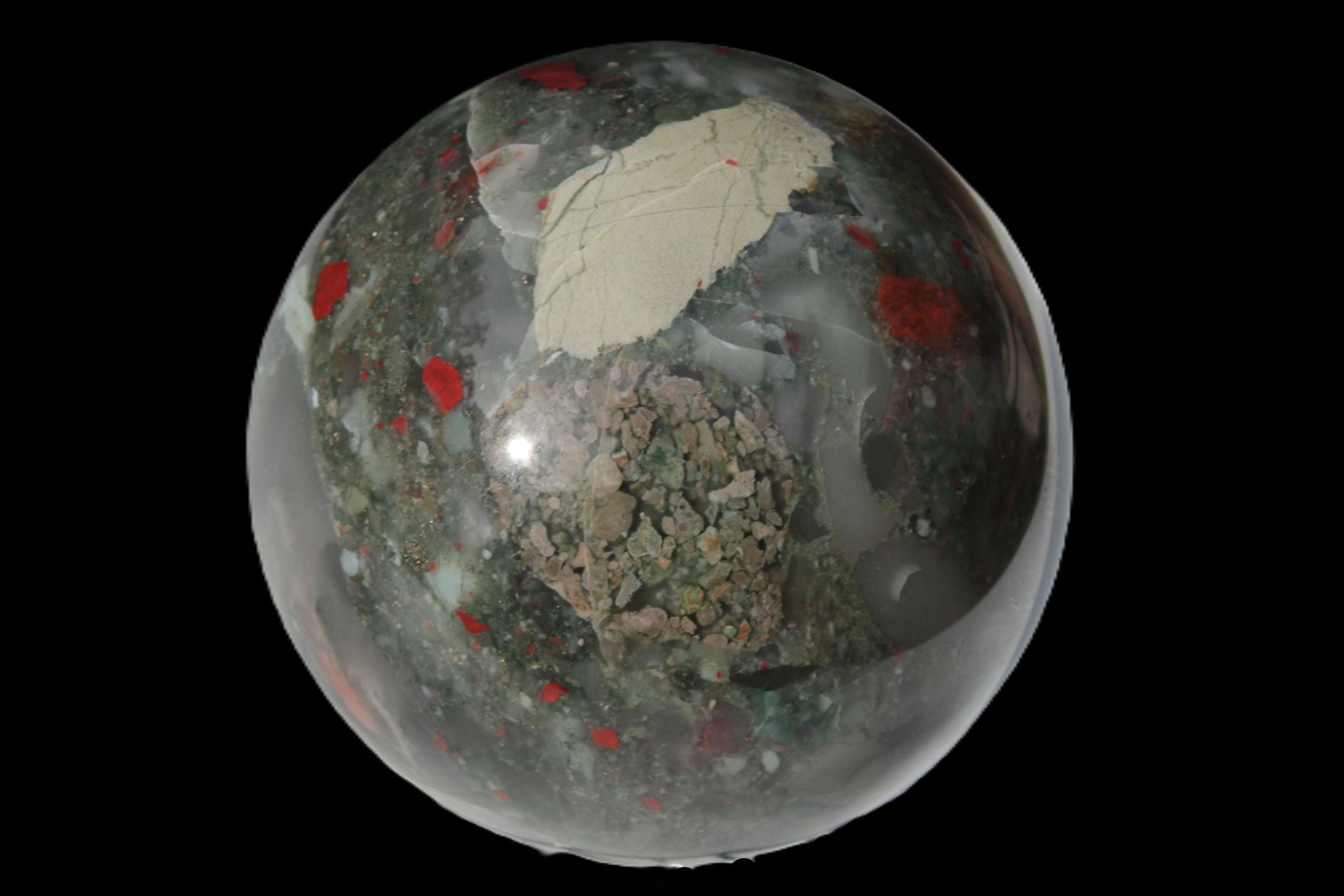 African Bloodstone sphere 84mm 831g Rocks and Things