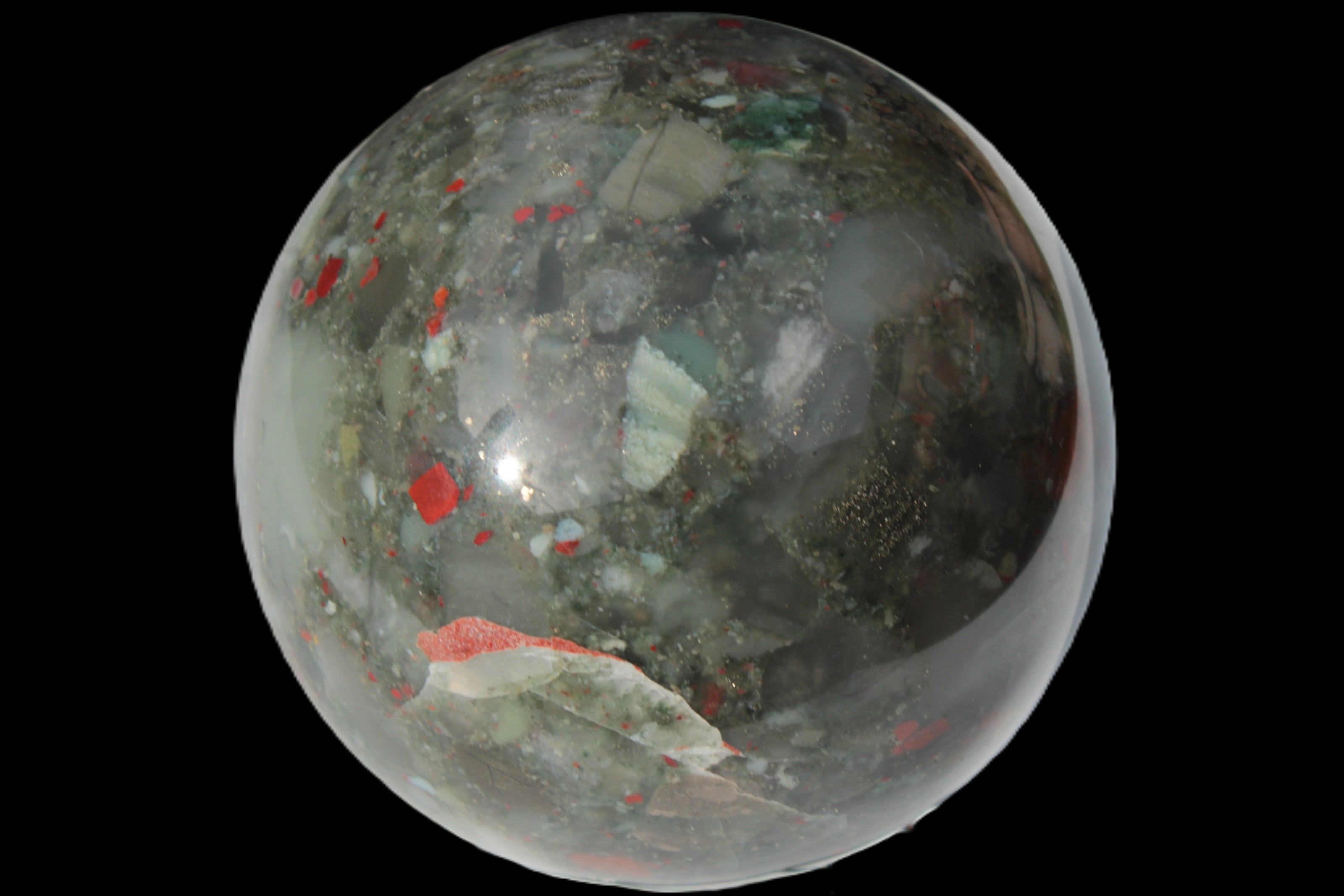 African Bloodstone sphere 84mm 831g Rocks and Things