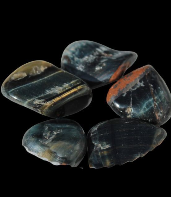 Blue Tigers Eye tiny tumbled stones  8-18mm 6-9g in sunshine - Rocks and Things Store