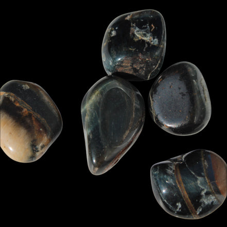 Blue Tigers Eye tiny tumbled stones  8-18mm 6-9g in sunshine - Rocks and Things Store
