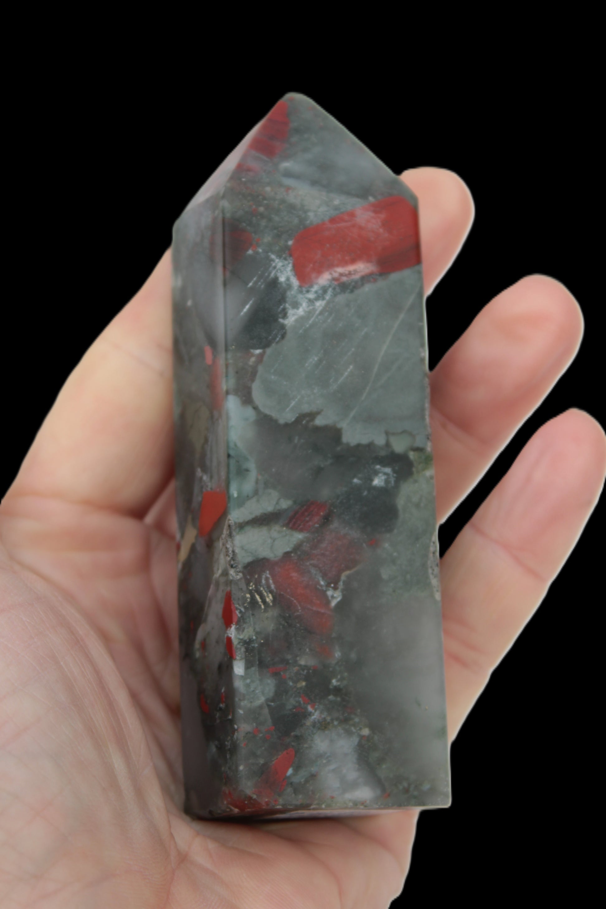 African Bloodstone obelisk 248g Rocks and Things