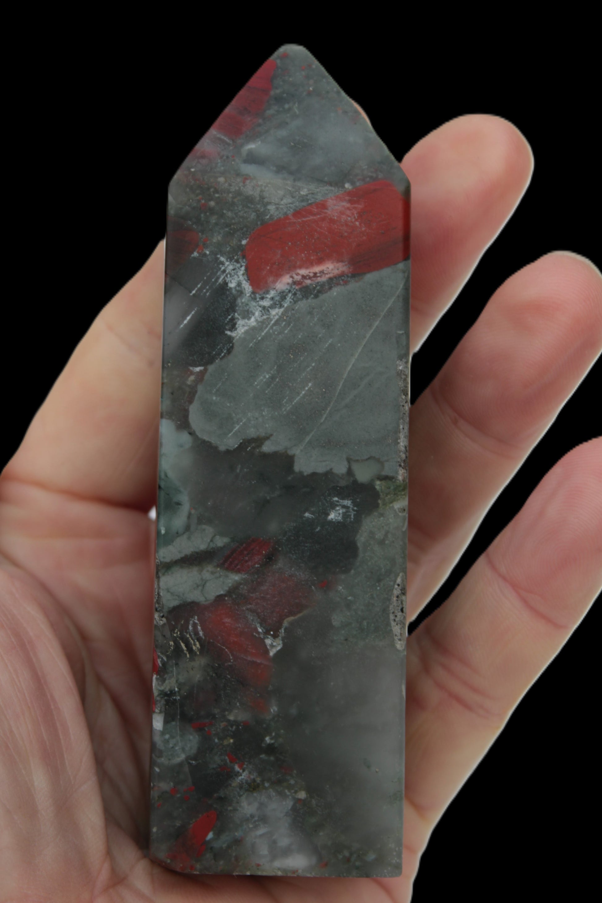 African Bloodstone obelisk 248g Rocks and Things