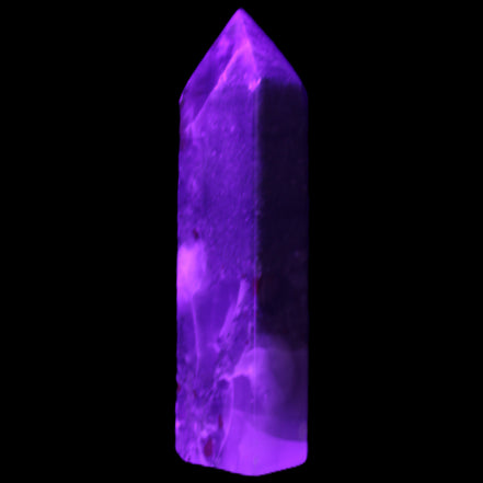 African Bloodstone obelisk 347g in UV light - Rocks and Things Store