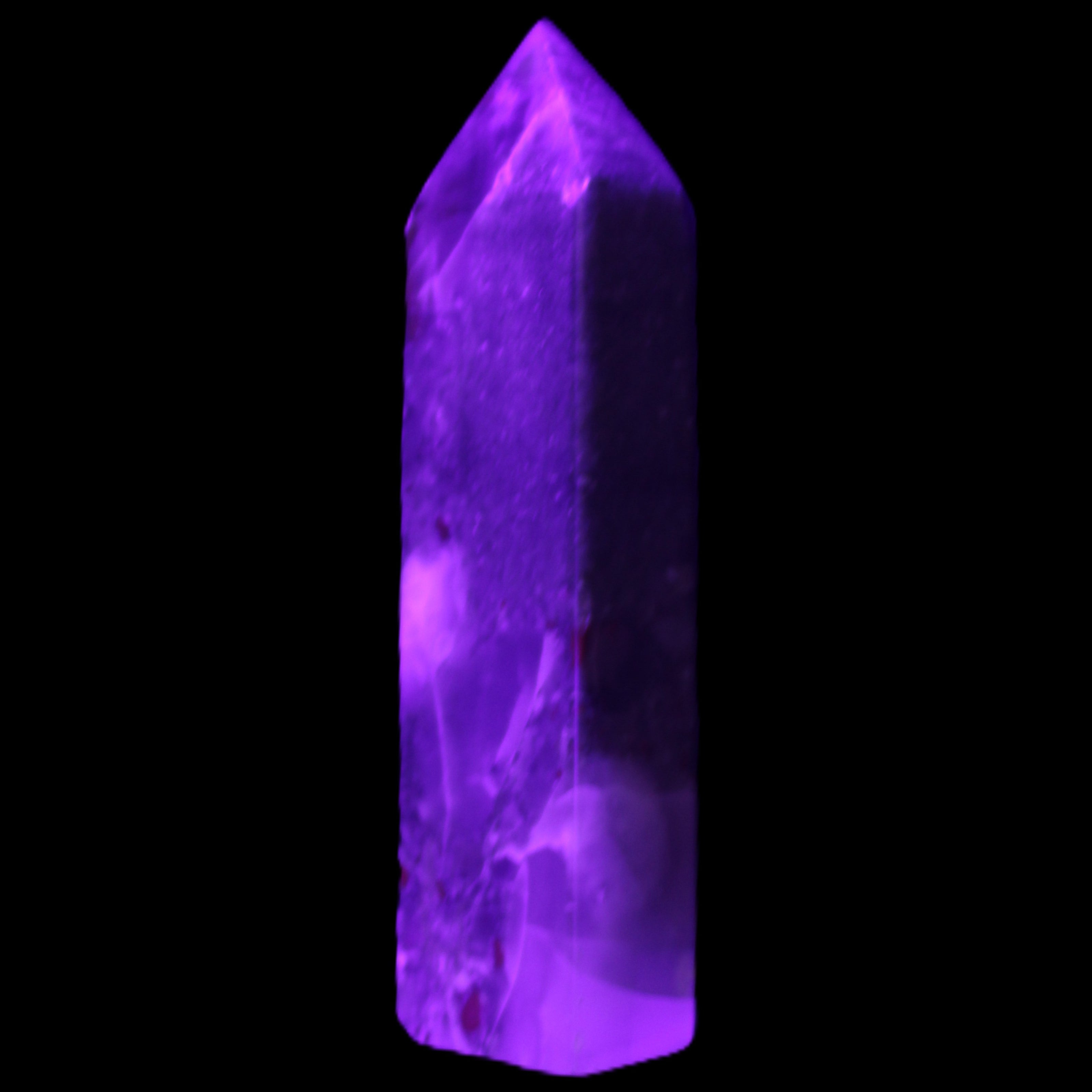 African Bloodstone obelisk 347g in UV light - Rocks and Things Store