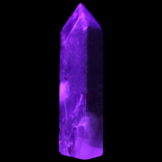 African Bloodstone obelisk 347g in UV light - Rocks and Things Store