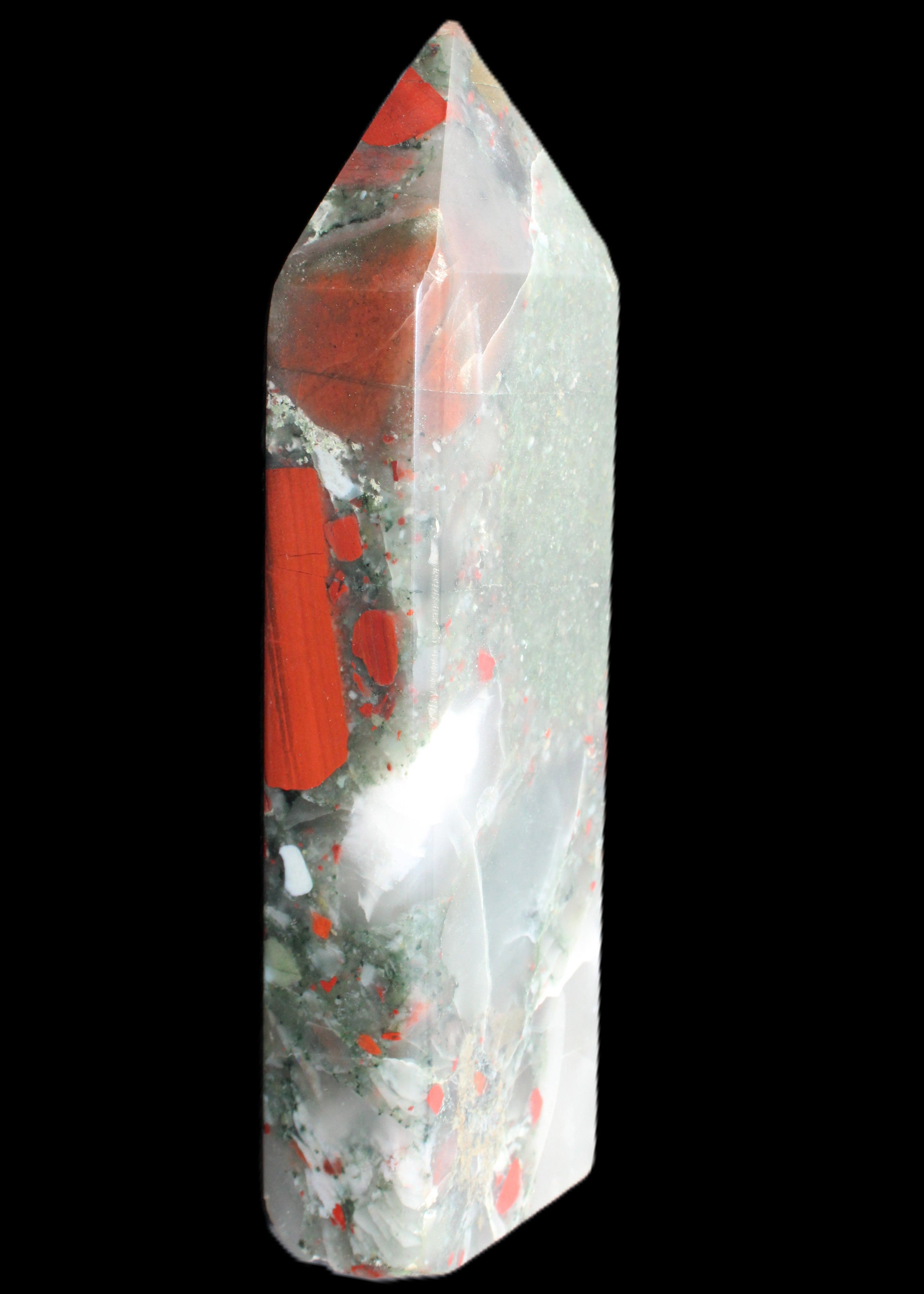African Bloodstone obelisk 347g in sunlight - Rocks and Things Store