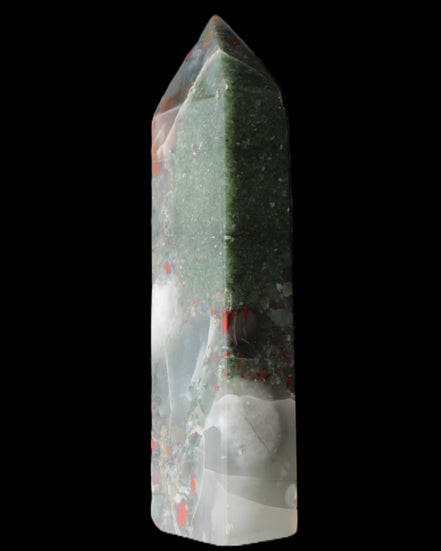 African Bloodstone obelisk 347g in sunlight - Rocks and Things Store