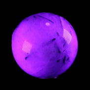 Tourmaline in Quartz sphere 86mm 894g in UV light - Rocks and Things Store