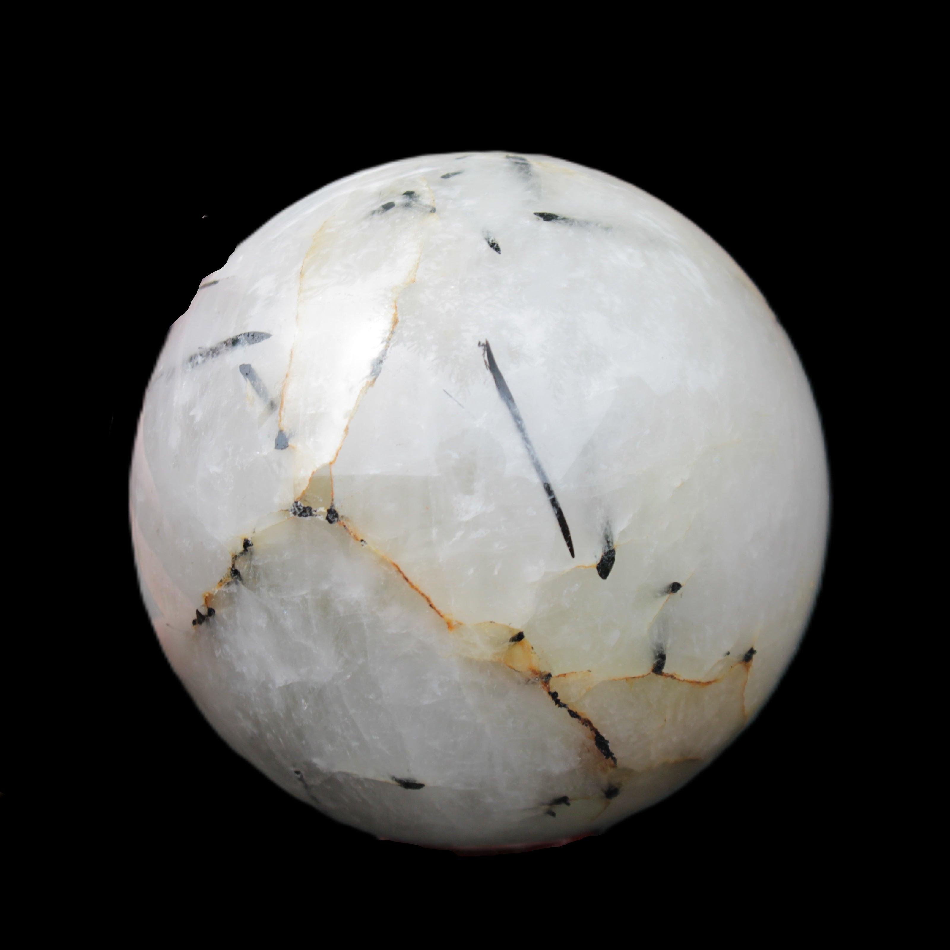 Tourmaline in Quartz sphere 86mm 894g in sunlight - Rocks and Things Store