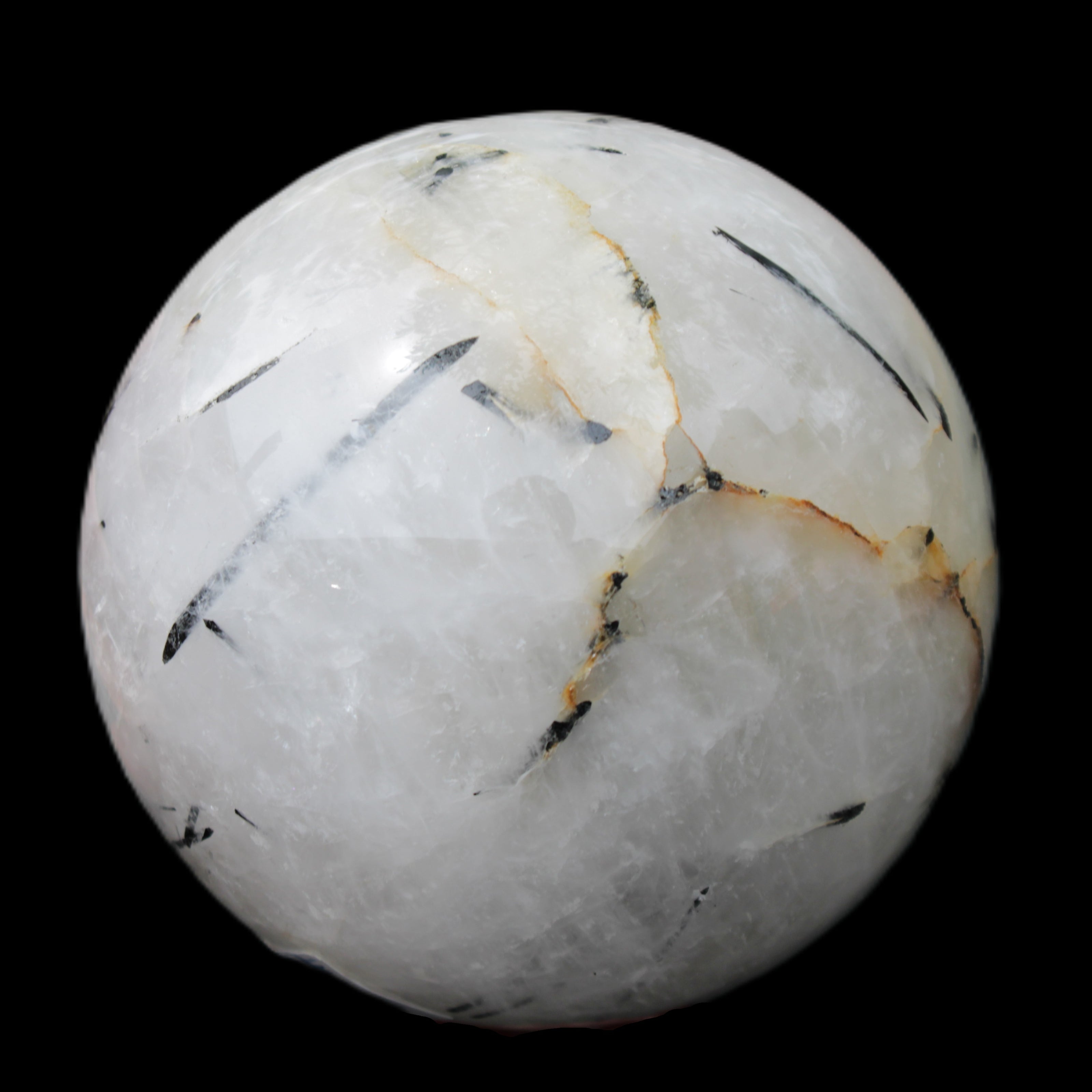 Tourmaline in Quartz sphere 86mm 894g in sunlight - Rocks and Things Store