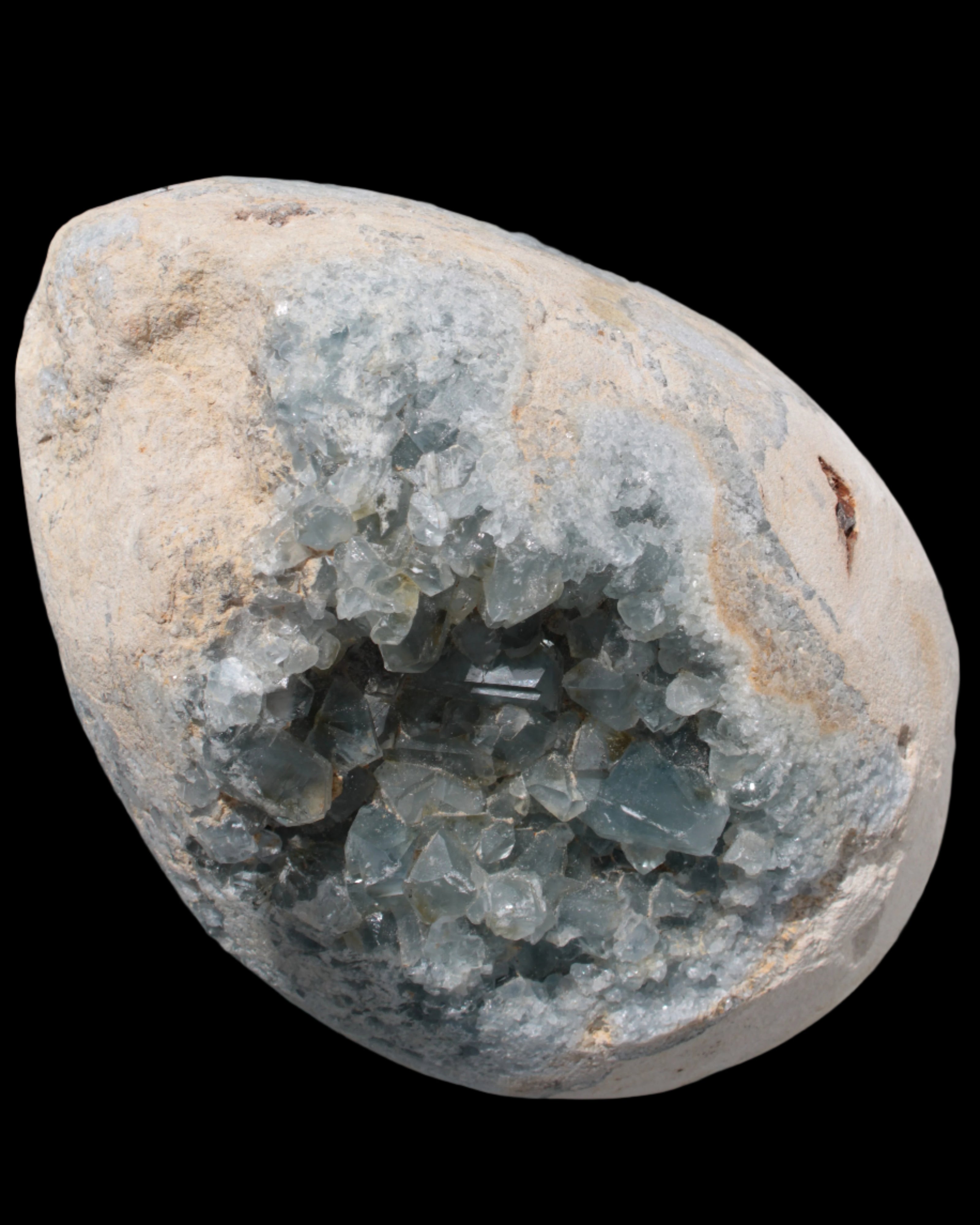 Blue Celestite geode 4990g in sunshine - Rocks and Things Store