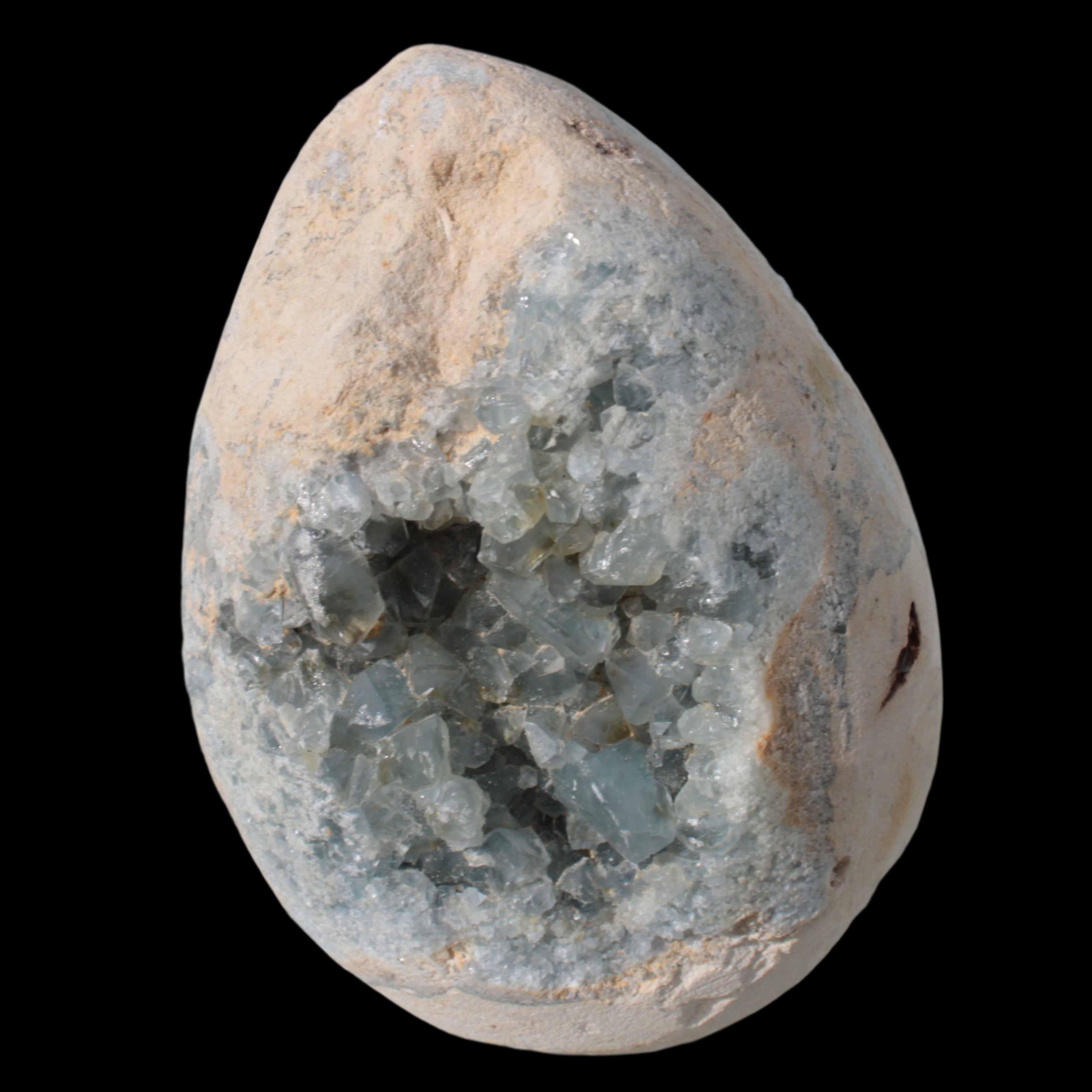 Blue Celestite geode 4990g in sunshine - Rocks and Things Store