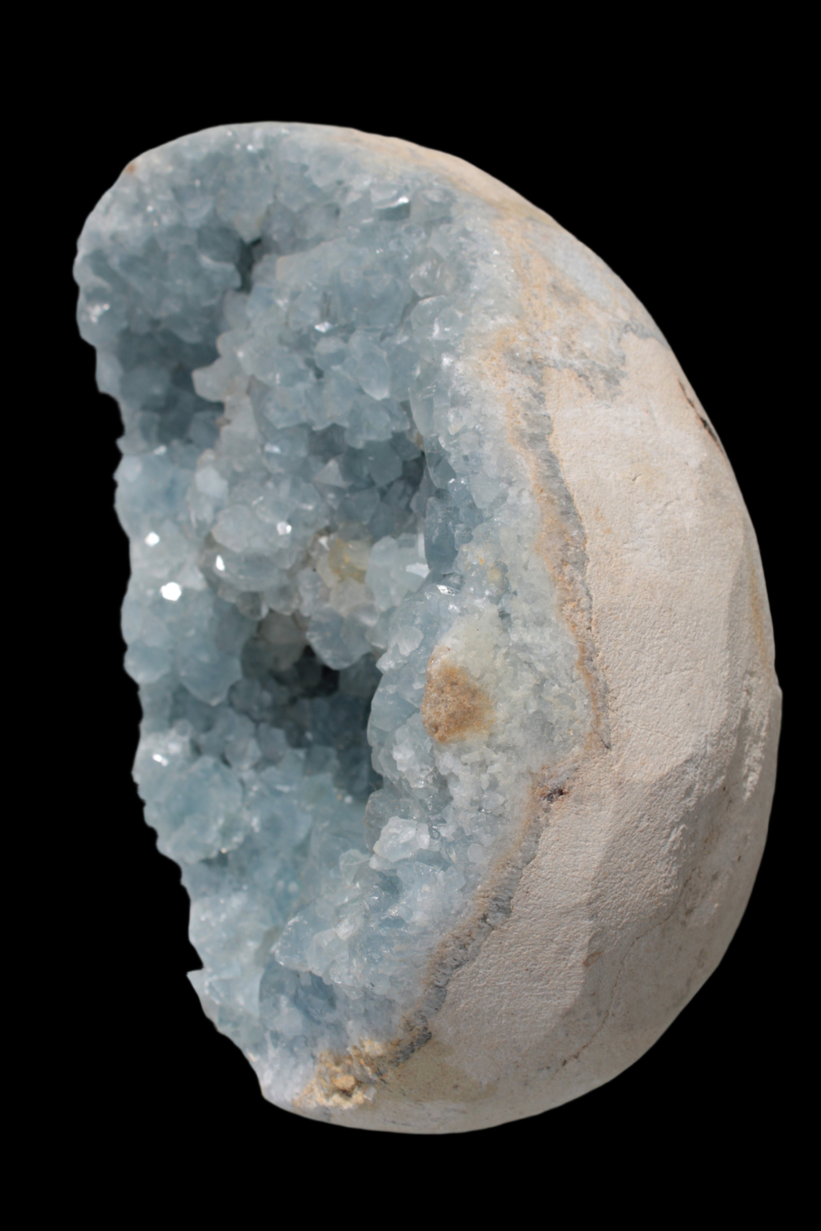 Blue Celestite geode 4990g in sunshine - Rocks and Things Store