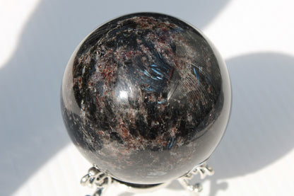 Astrophyllite Garnet sphere 61mm 367g Rocks and Things