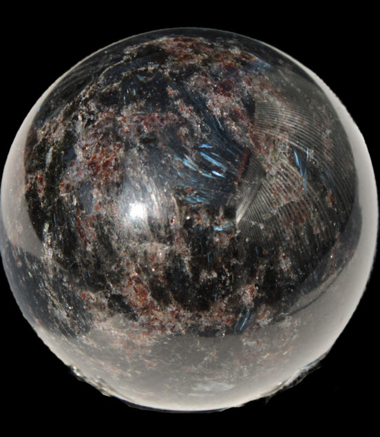 Astrophyllite Garnet sphere 61mm 367g - Rocks and Things Store
