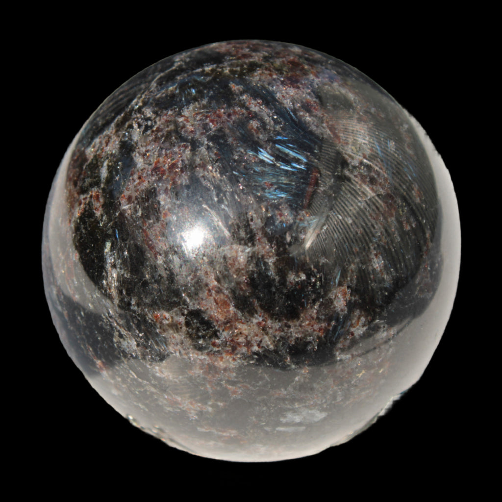 Astrophyllite Garnet sphere 61mm 367g - Rocks and Things Store