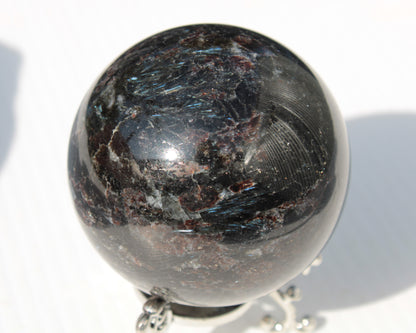 Astrophyllite Garnet sphere 61mm 367g Rocks and Things