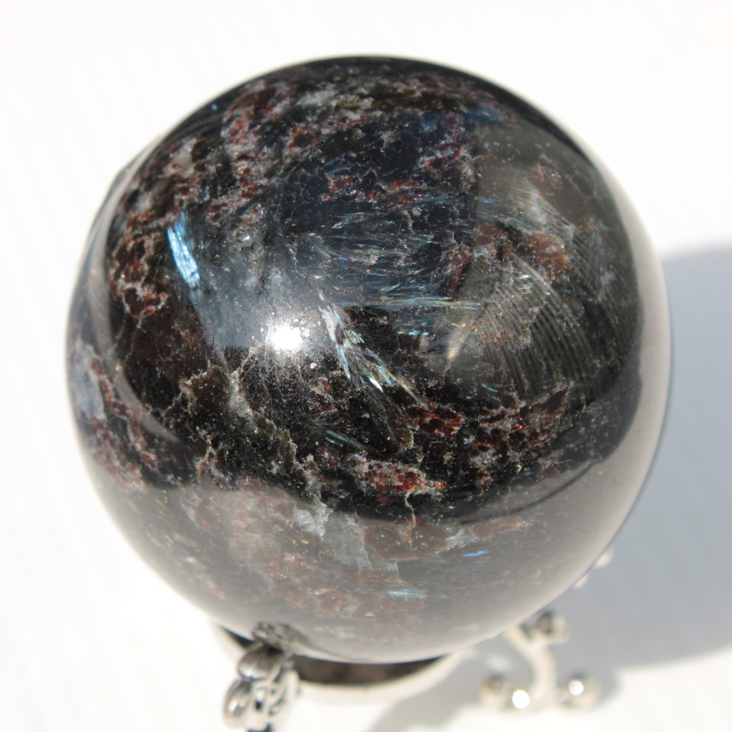 Astrophyllite Garnet sphere 61mm 367g Rocks and Things