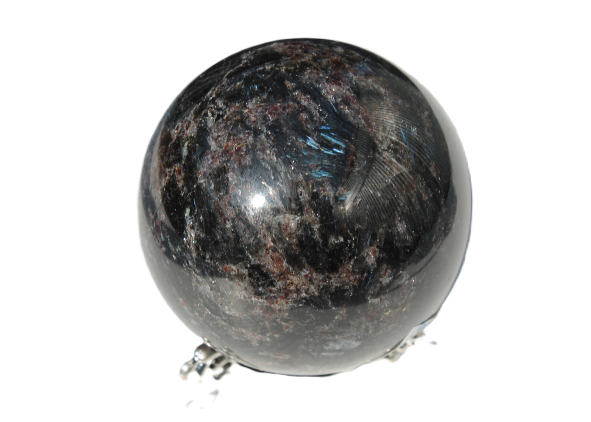 Astrophyllite Garnet sphere 61mm 367g Rocks and Things