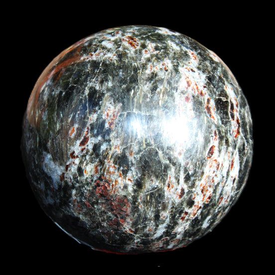 Astrophyllite sphere 64mm 417g in sunlight - Rocks and Things Store