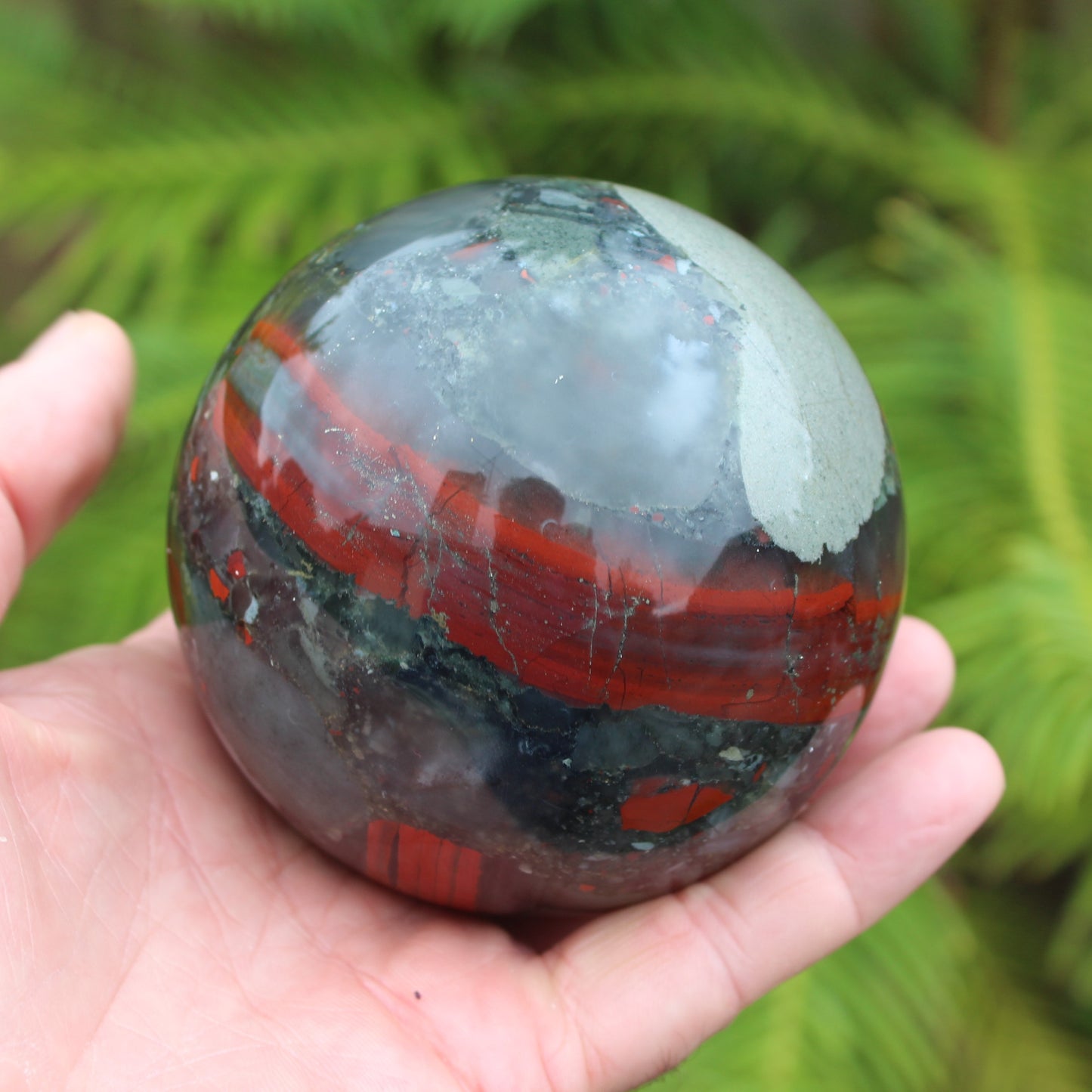 African Bloodstone sphere 89mm 1001g