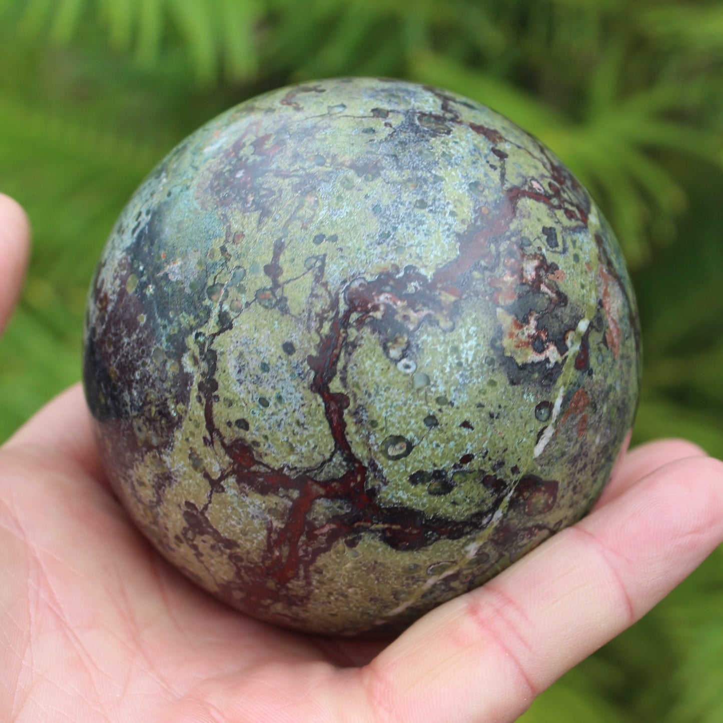 Dragons Blood Stone sphere 83mm 928g Rocks and Things