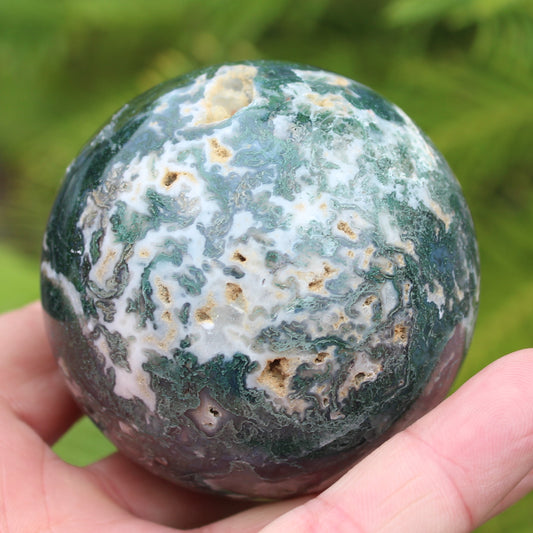 Moss Agate sphere 69mm 432g Rocks and Things