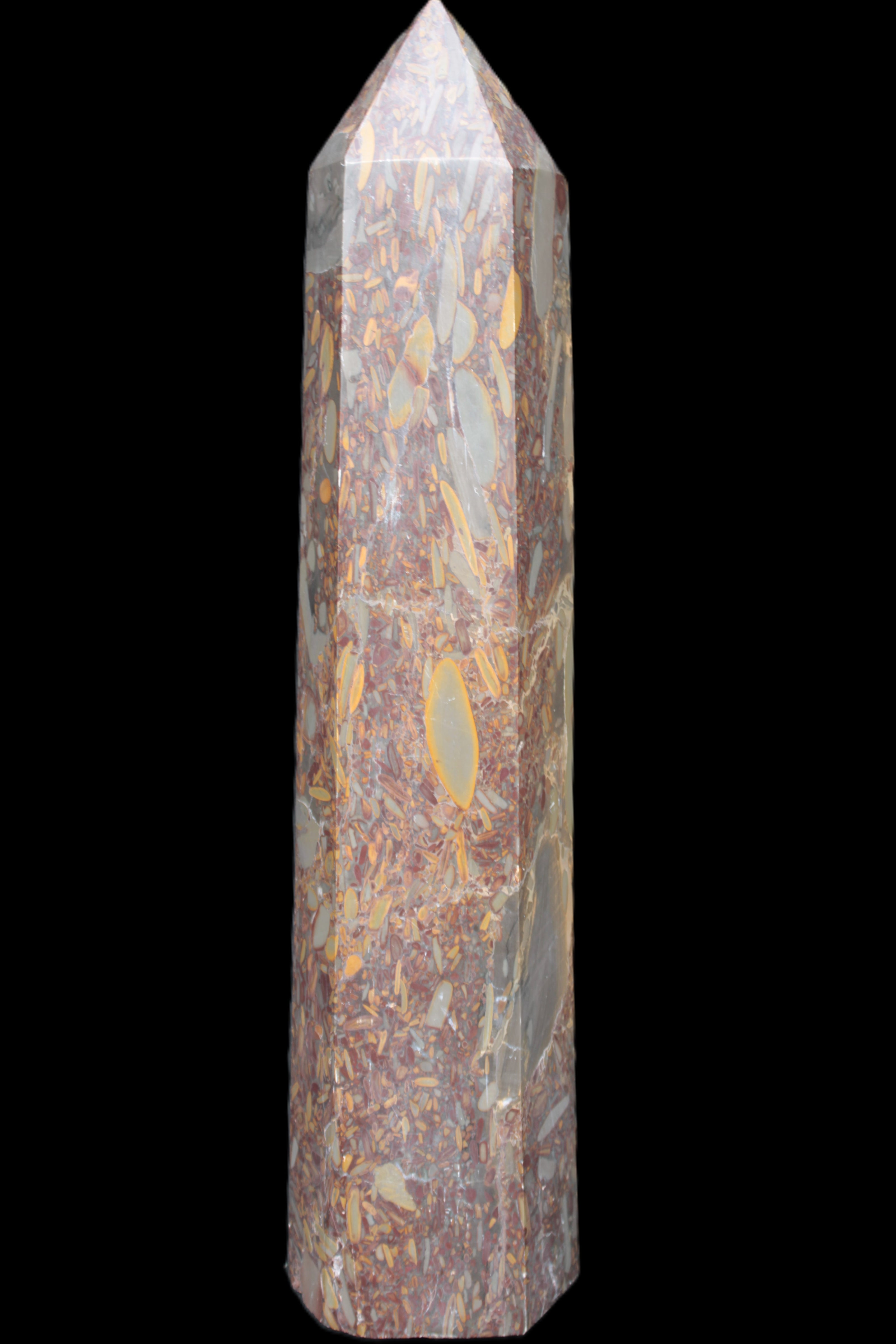 Bamboo Leaf Jasper obelisk 5660g Rocks and Things