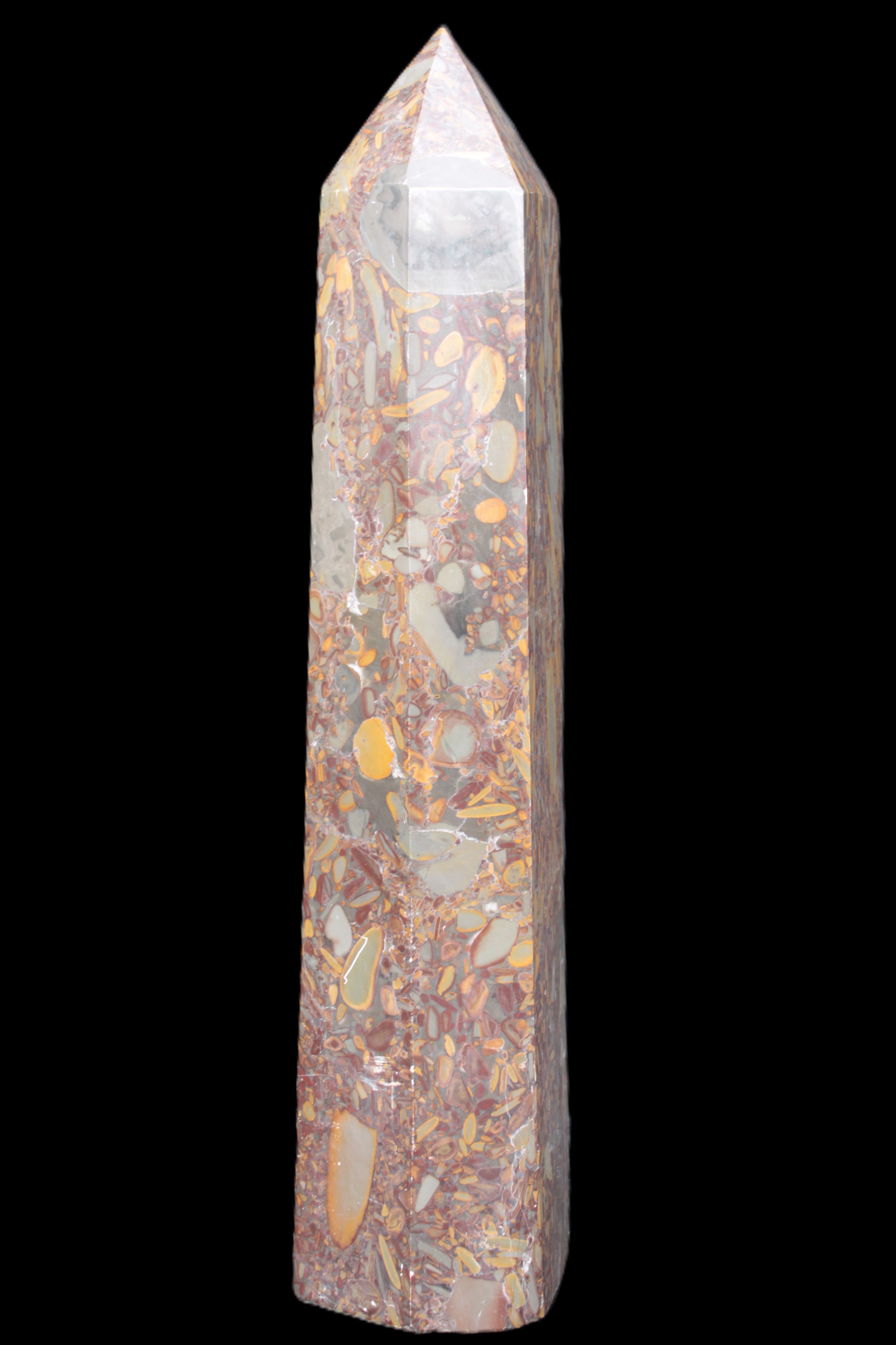 Bamboo Leaf Jasper obelisk 5660g Rocks and Things