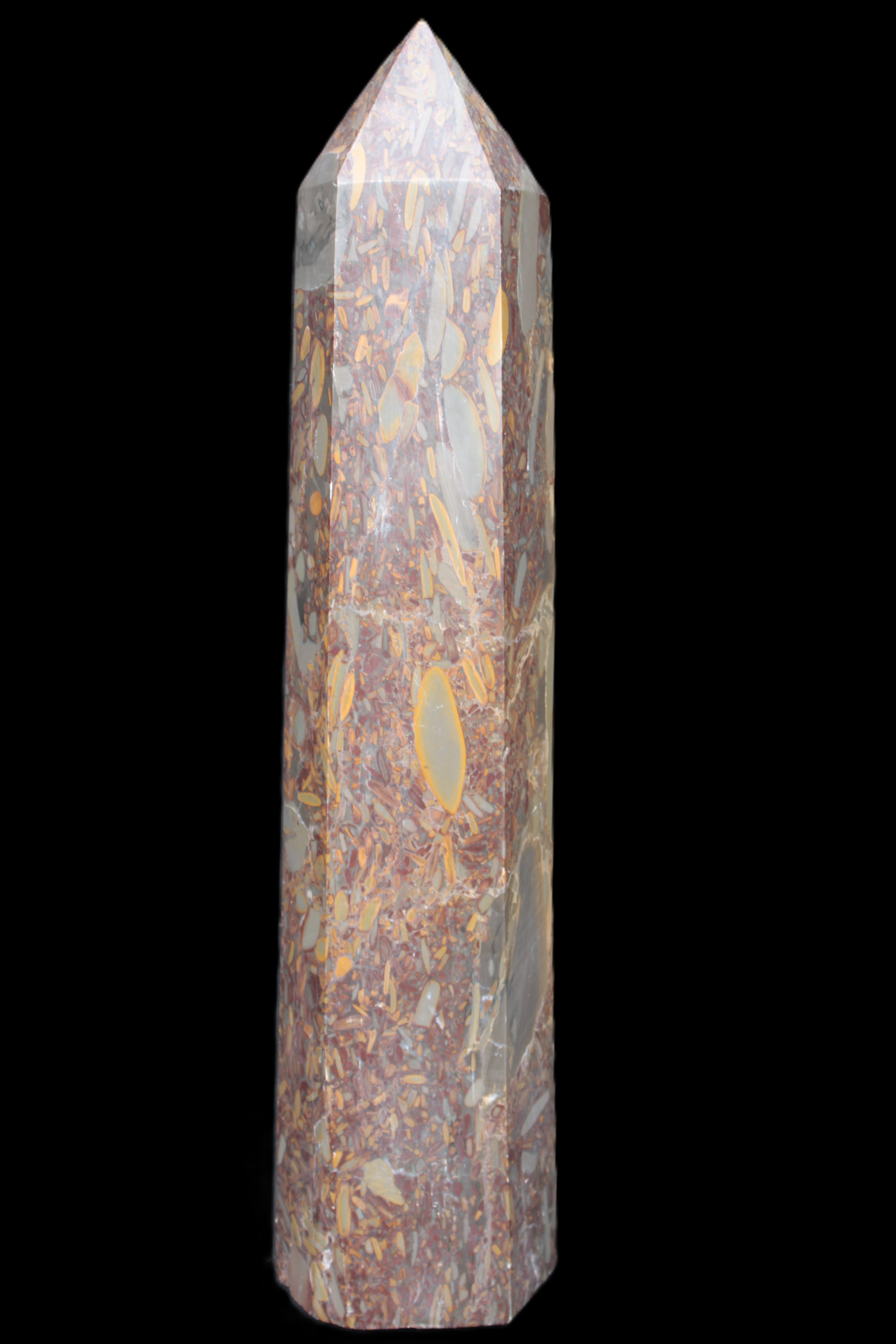 Bamboo Leaf Jasper obelisk 5660g Rocks and Things