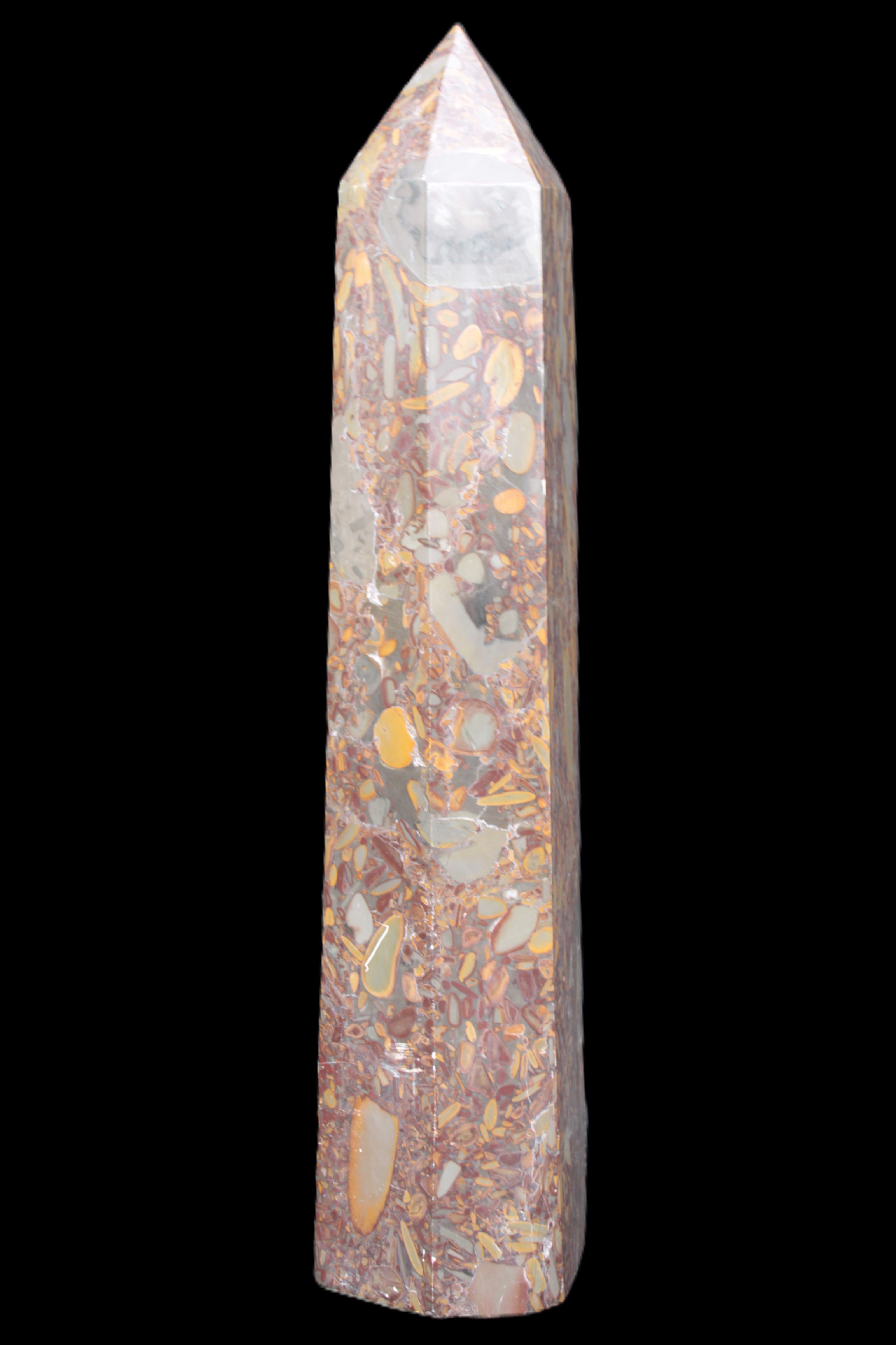 Bamboo Leaf Jasper obelisk 5660g Rocks and Things