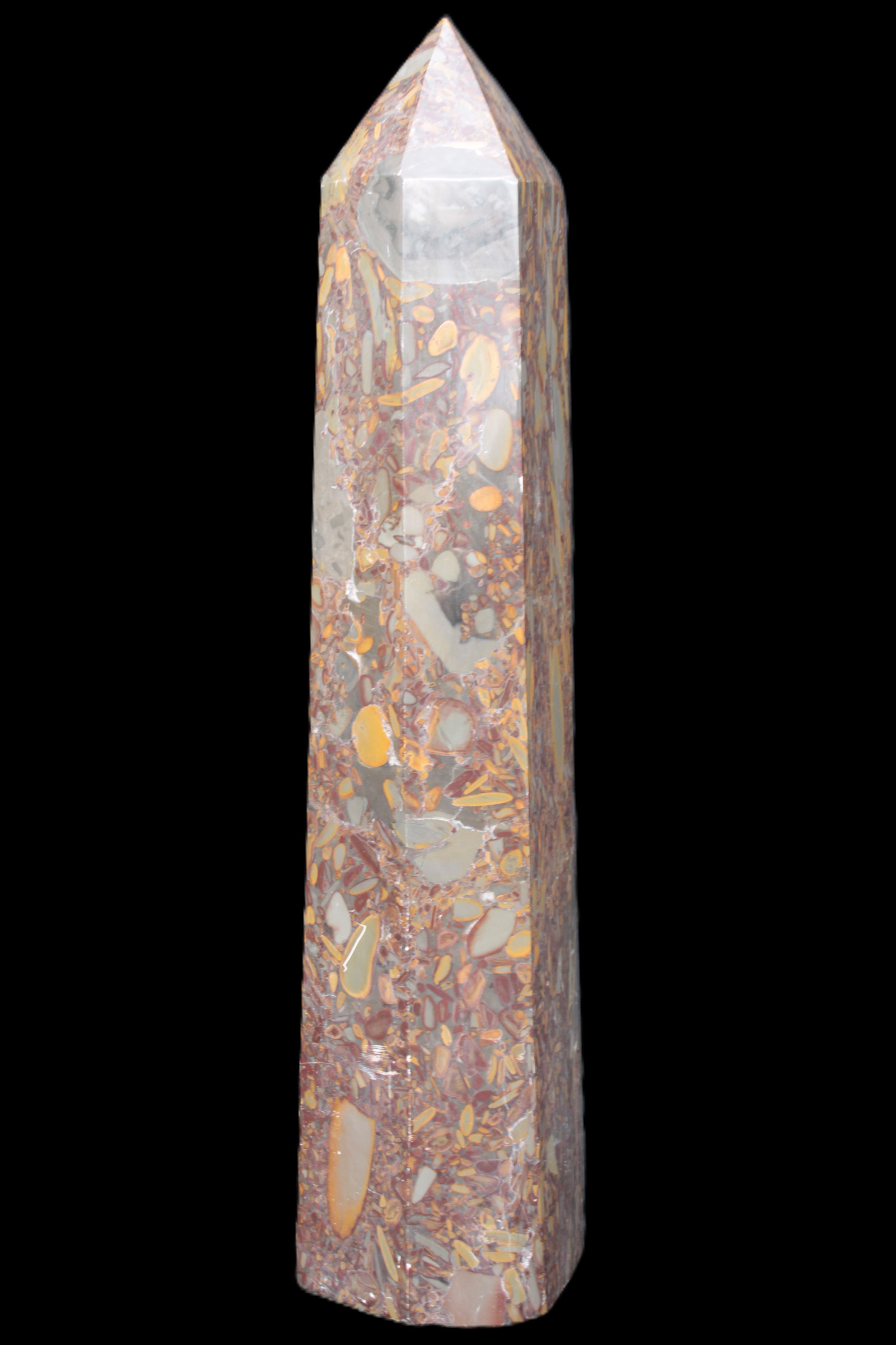 Bamboo Leaf Jasper obelisk 5660g Rocks and Things