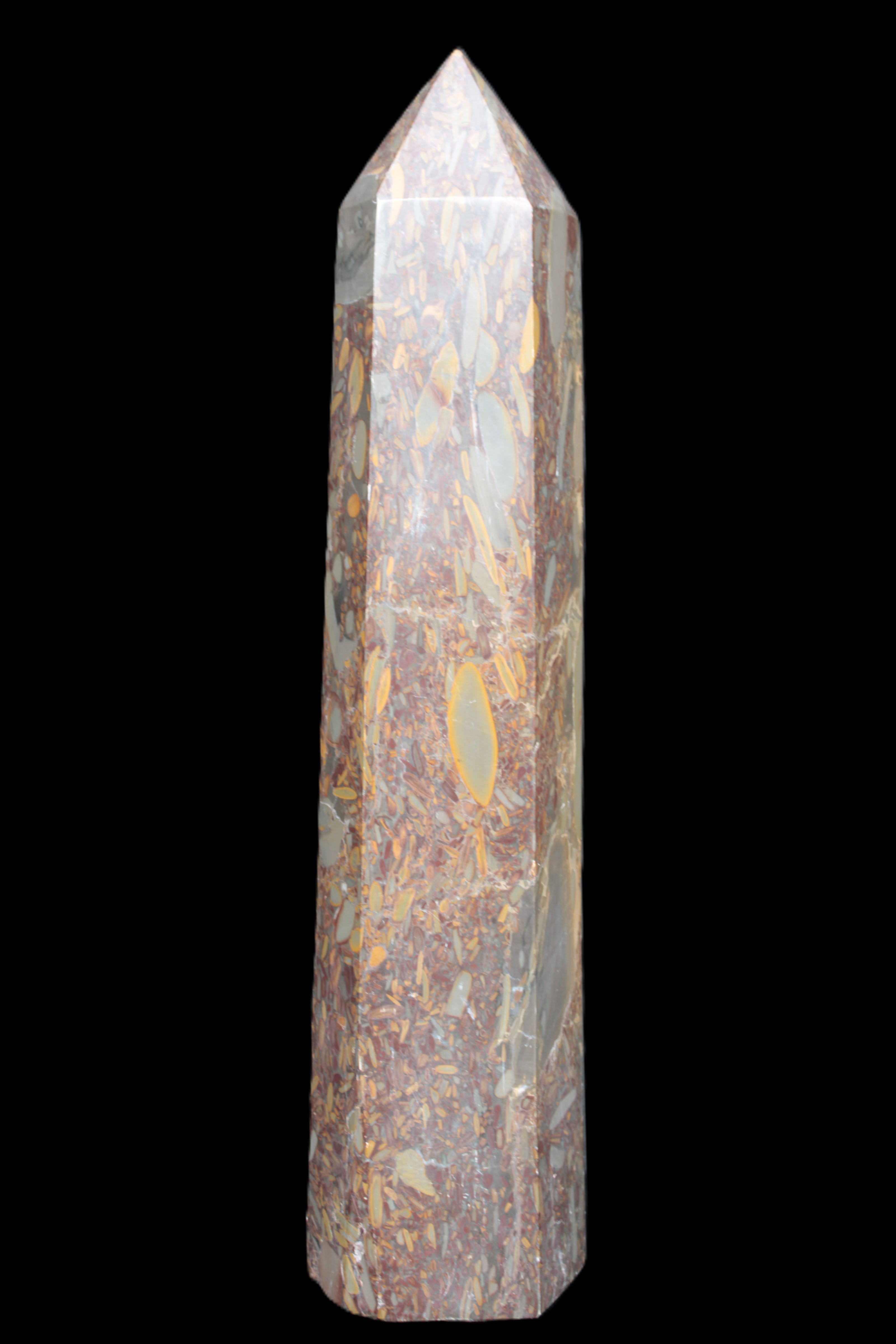 Bamboo Leaf Jasper obelisk 5660g Rocks and Things