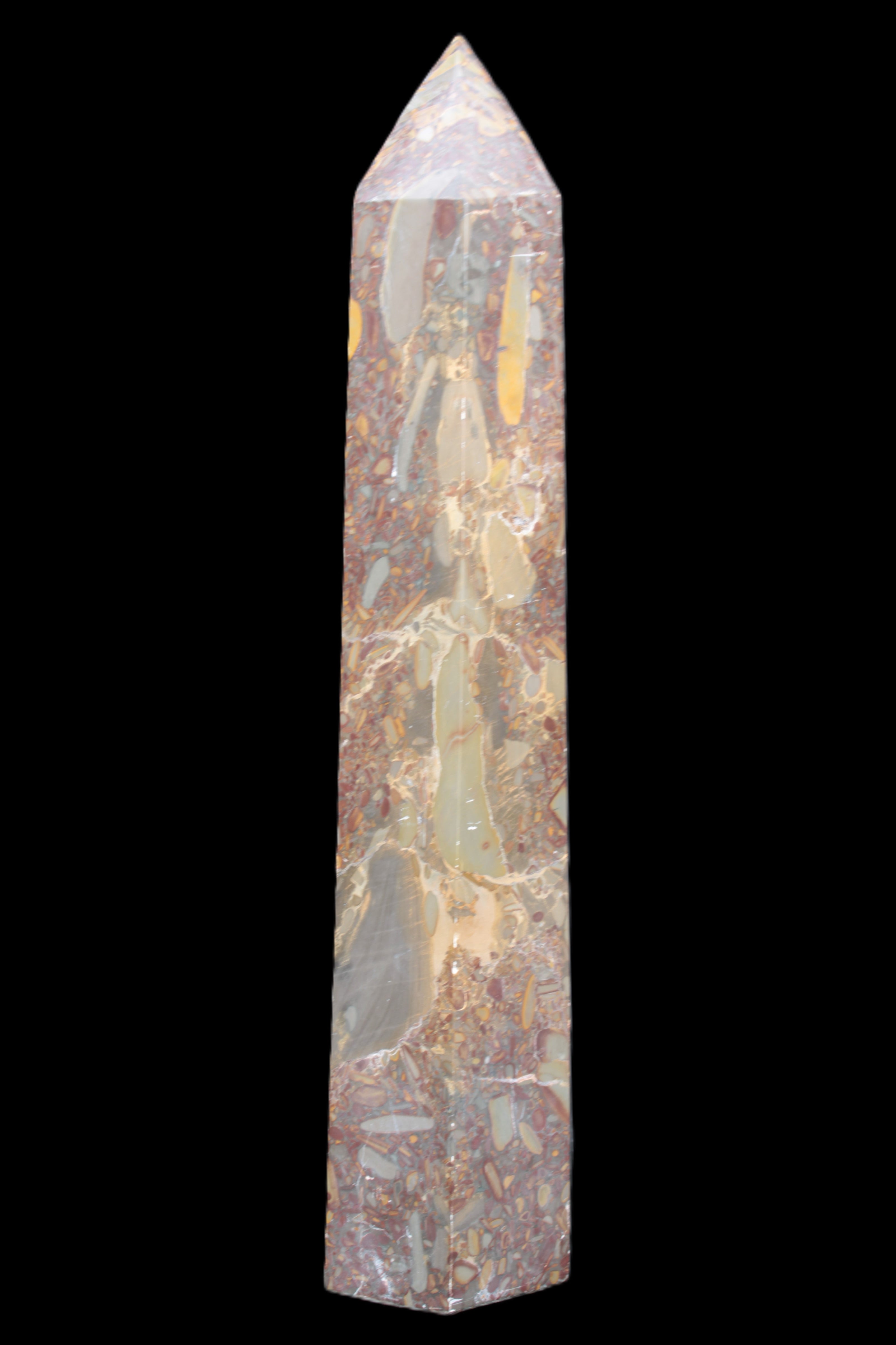 Bamboo Leaf Jasper obelisk 5660g Rocks and Things