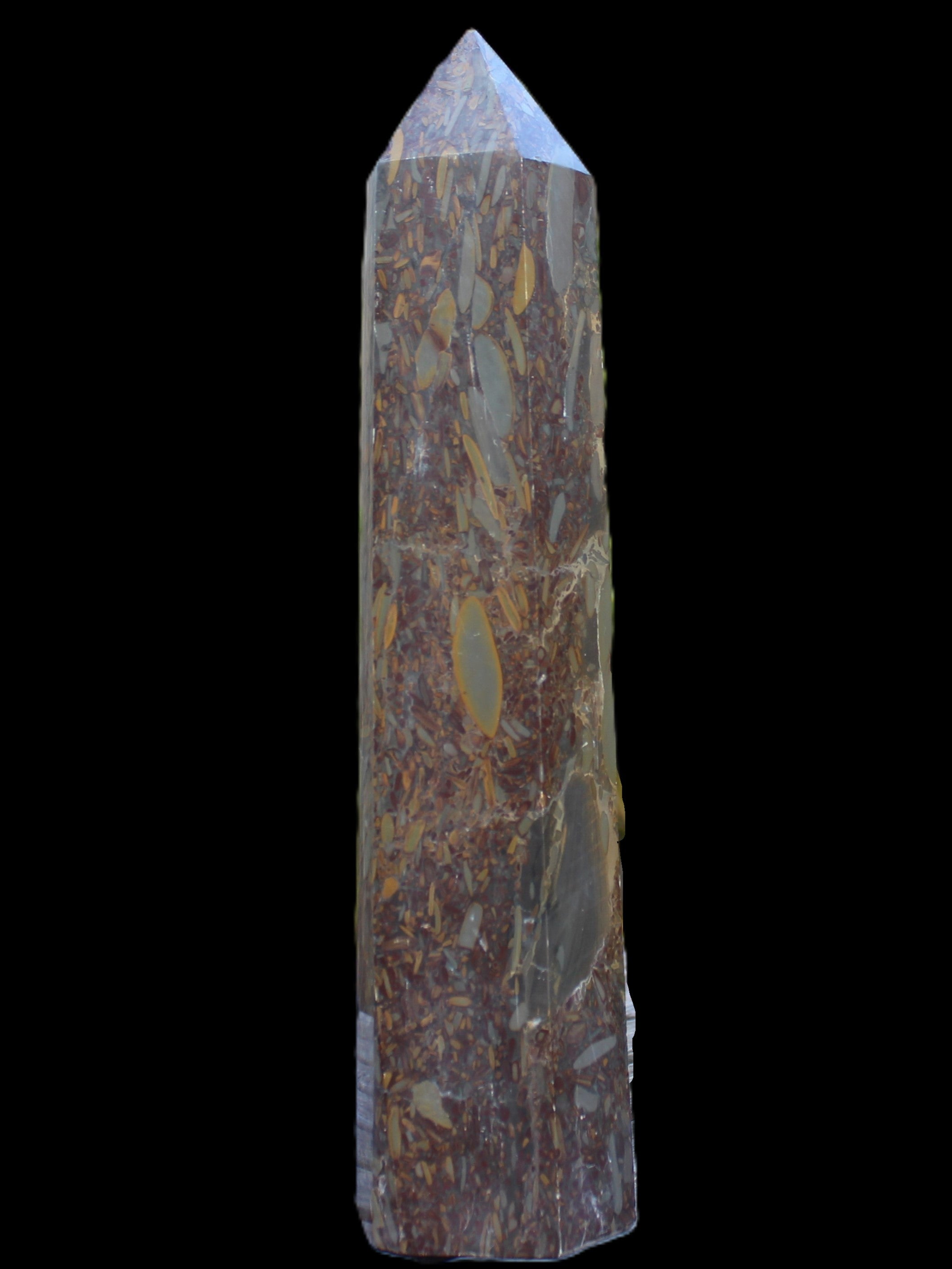 Bamboo Leaf Jasper obelisk 5660g Rocks and Things