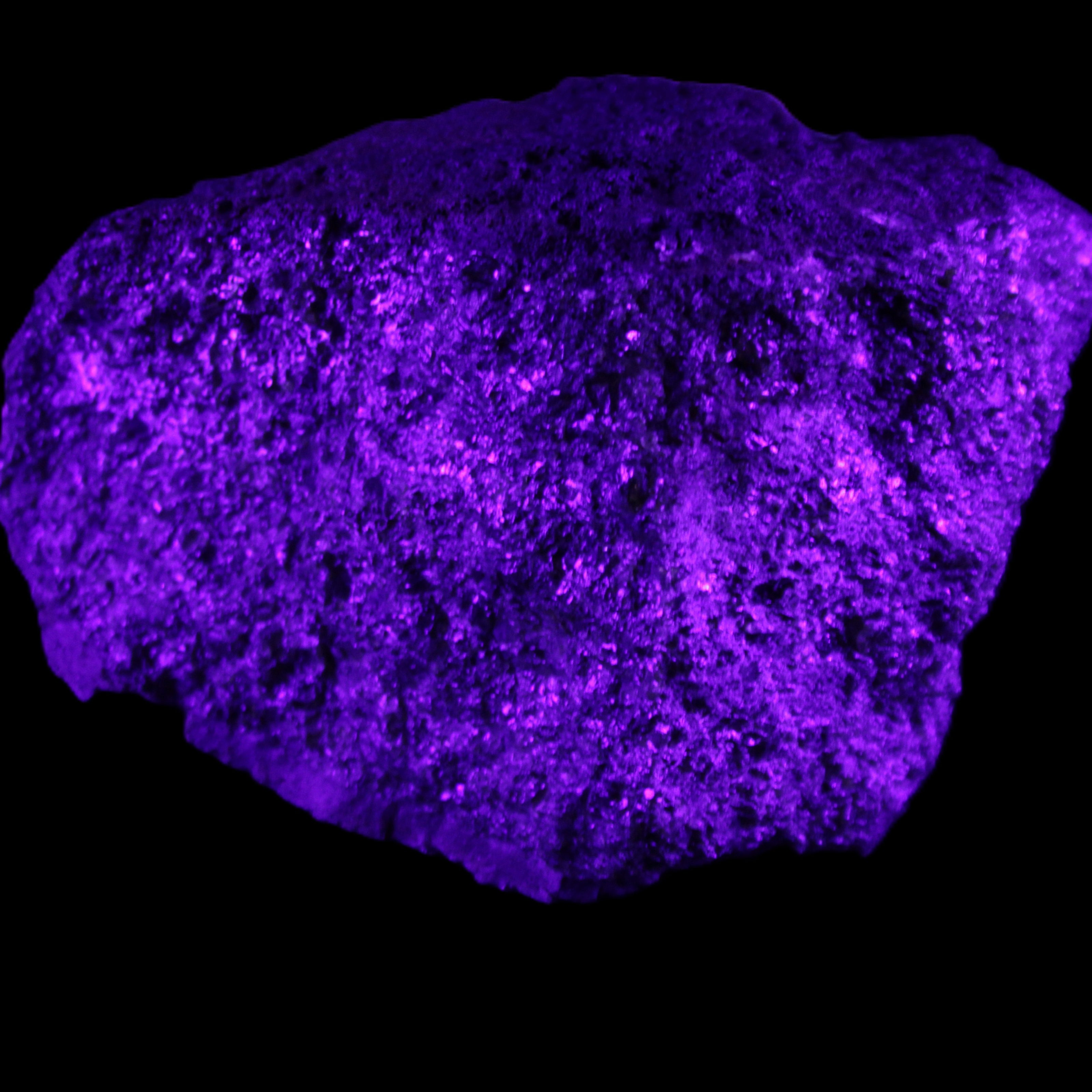 Olivine pyroclastic volcanic bomb from Central Victoria 116*81*65mm 930g in UV light - Rocks and Things Store