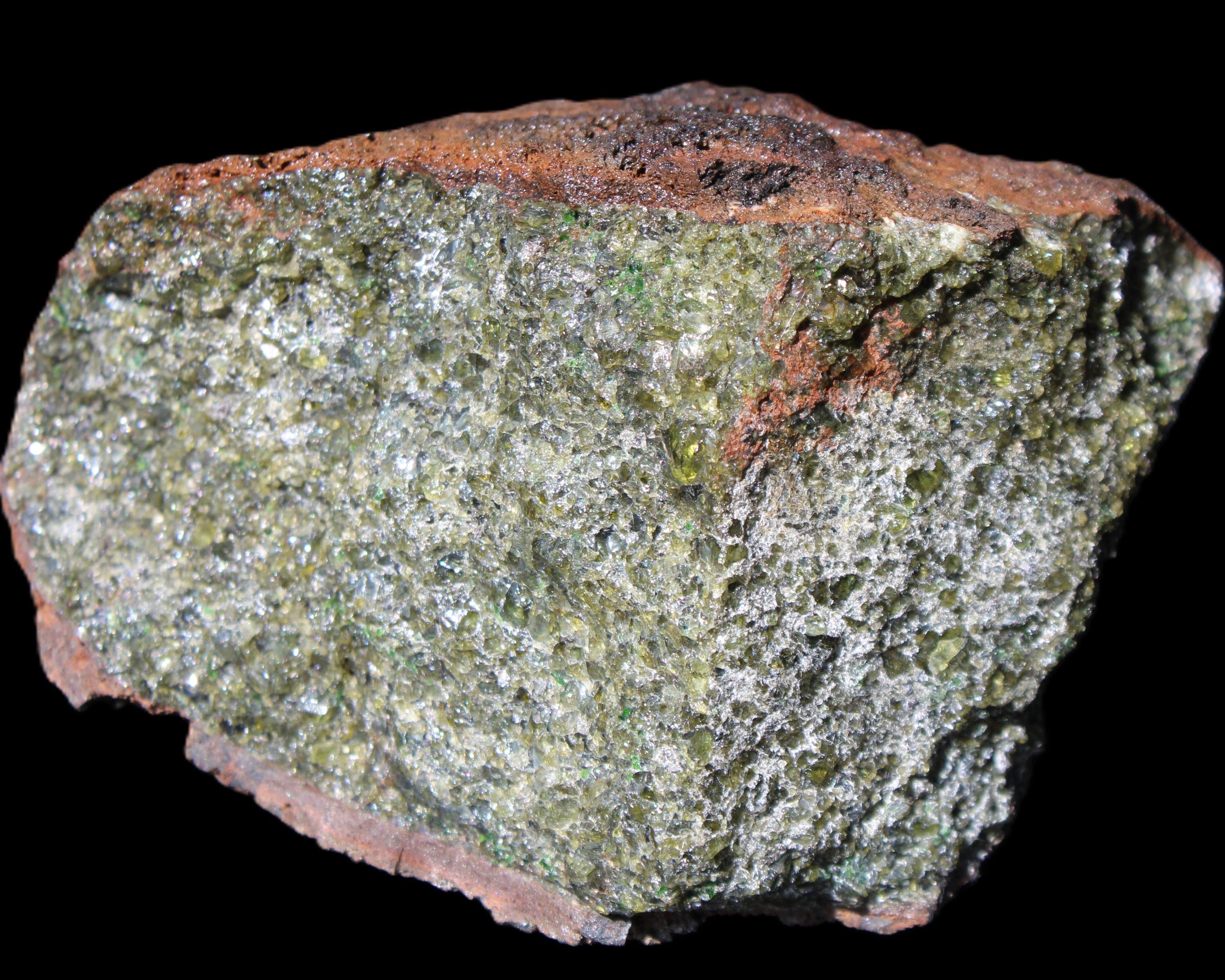 Olivine pyroclastic volcanic bomb from Central Victoria 116*81*65mm 930g in sunlight - Rocks and Things Store