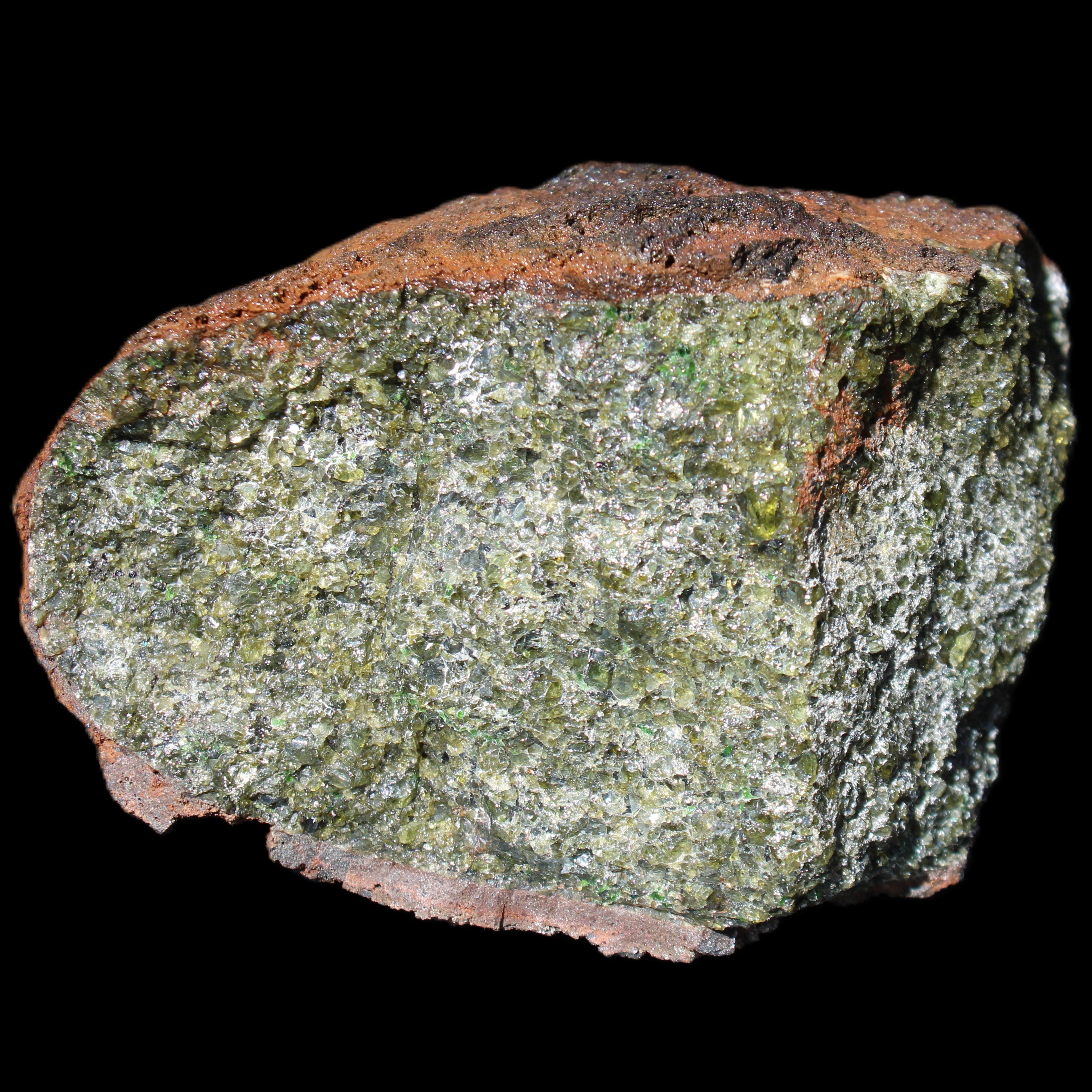 Olivine pyroclastic volcanic bomb from Central Victoria 116*81*65mm 930g in sunlight - Rocks and Things Store