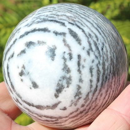 Zebra stone sphere 429g Rocks and Things