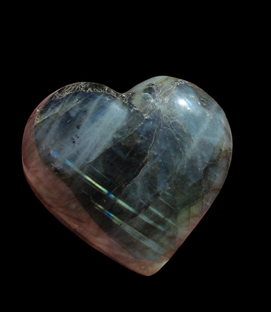 Labradorite heart 76g in sunlight - Rocks and Things Store
